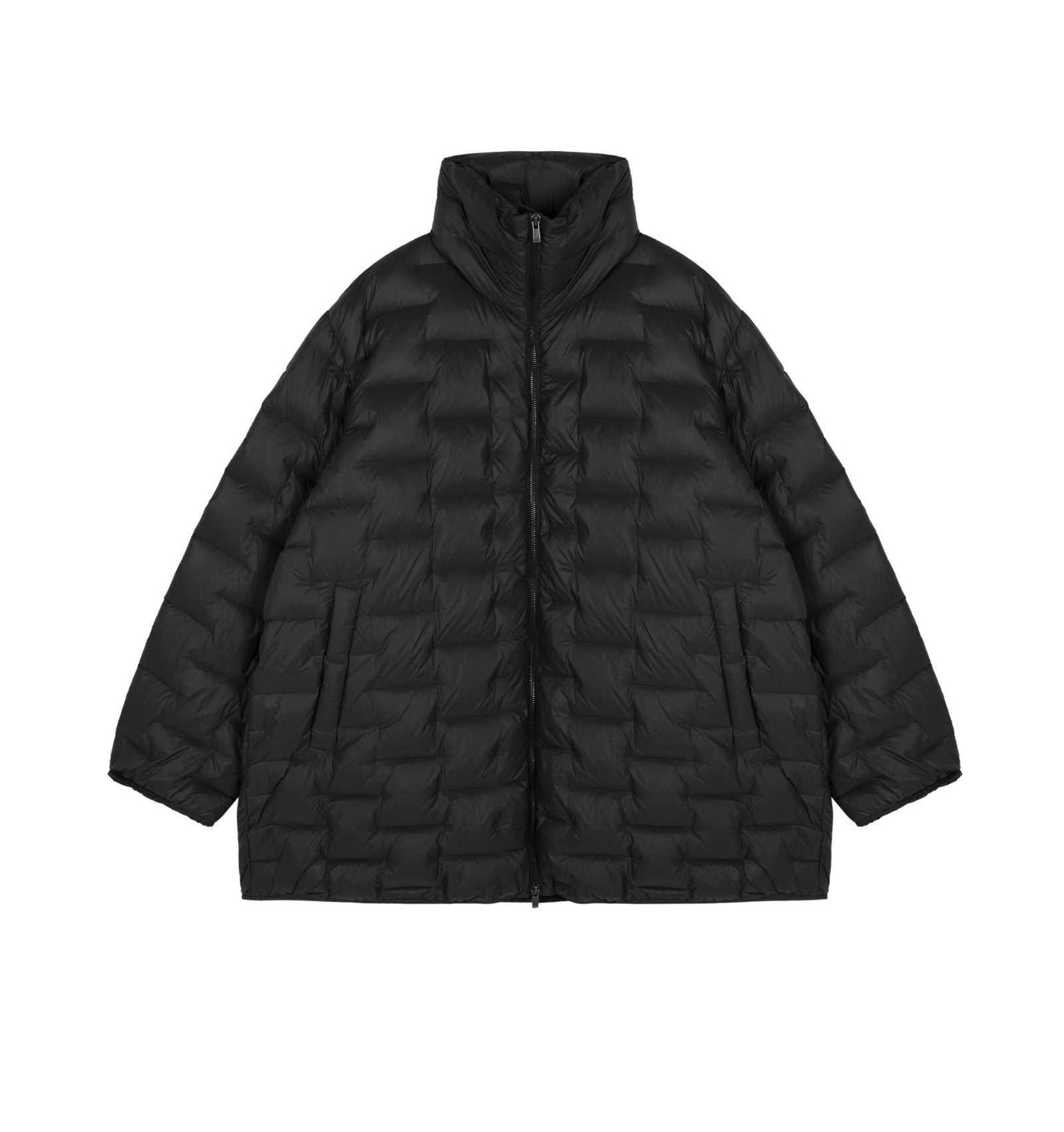 Damen Regular Daunenjacke mit versetzter Blocksteppung Schwarz JNBY