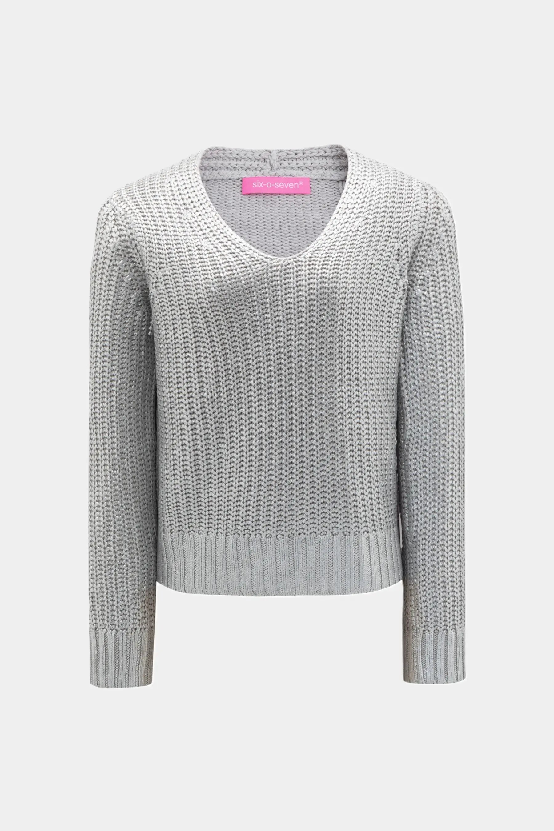 Strickpullover LIGHT GREY maschen verzehrt six-o-seven