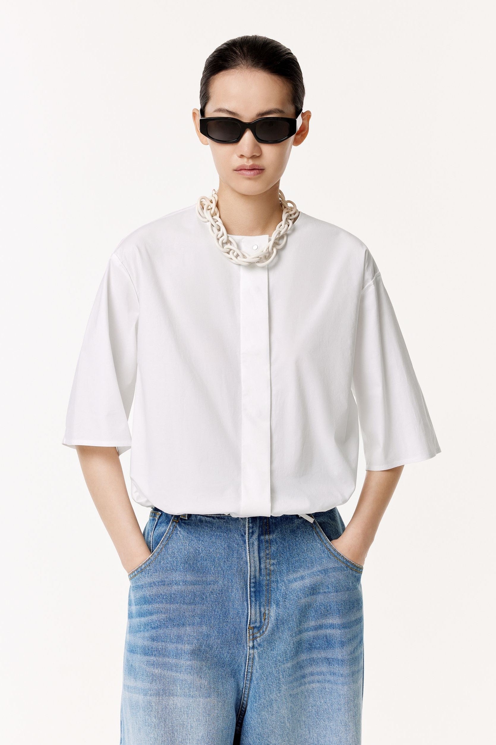 Blusa de manga corta BLANCA