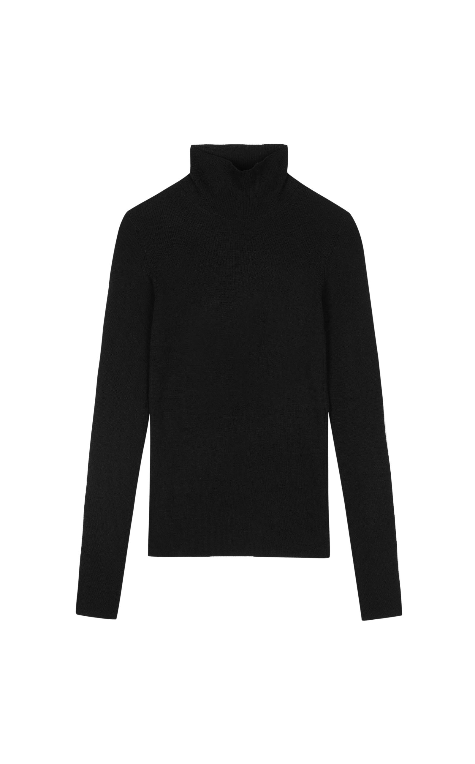 Damen Slim Strickpullover mit hohem Stehkragen Schwarz JNBY