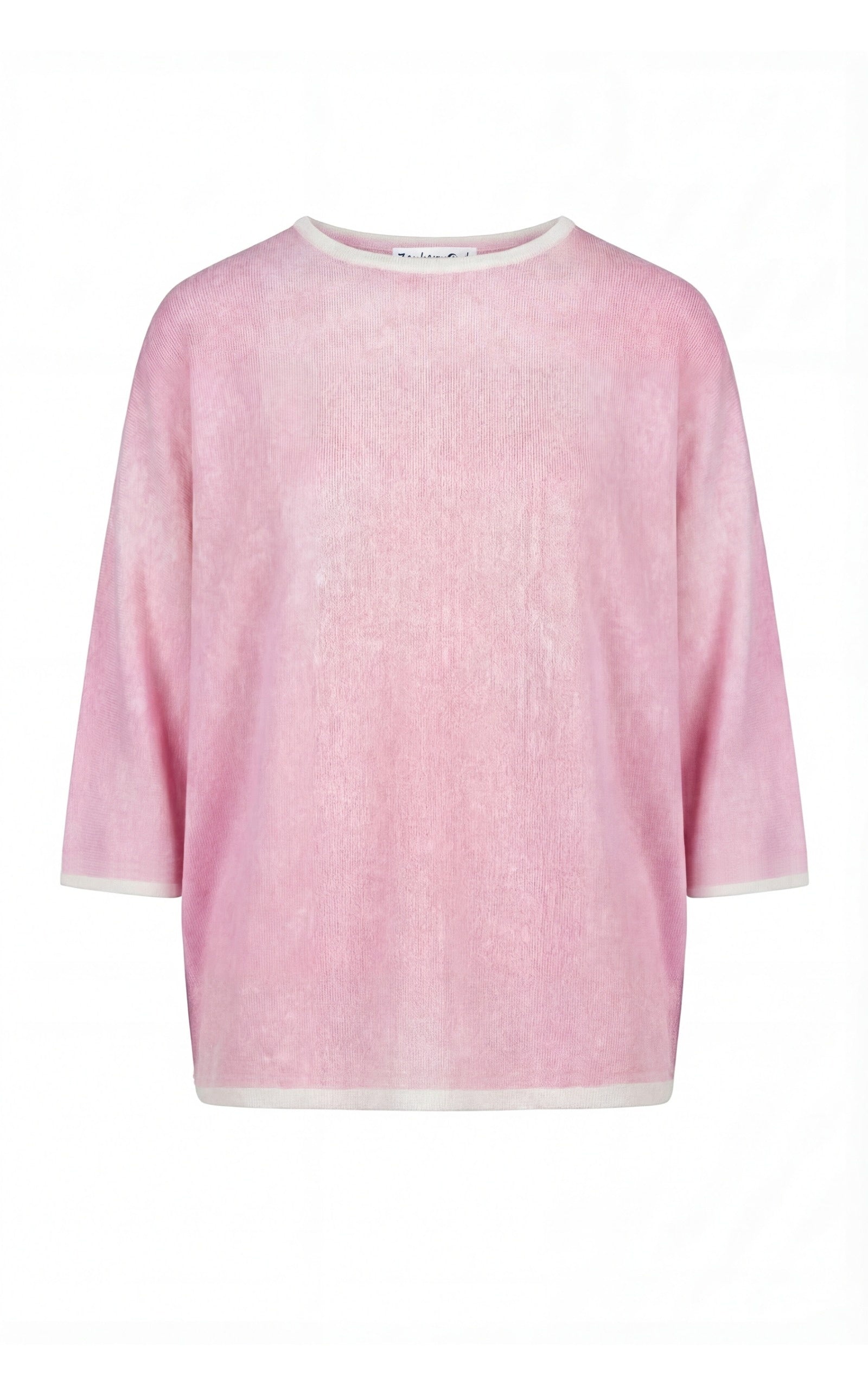 Lockerer Inside-Out Print Pullover im verwaschenen Look, Flamingo