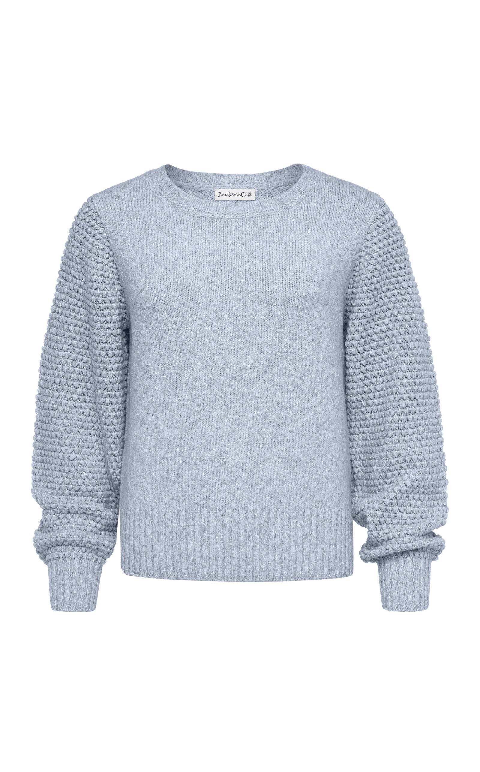 Lockerer Pullover mit metallischen Akzenten & Ärmelstrickstruktur in Blau