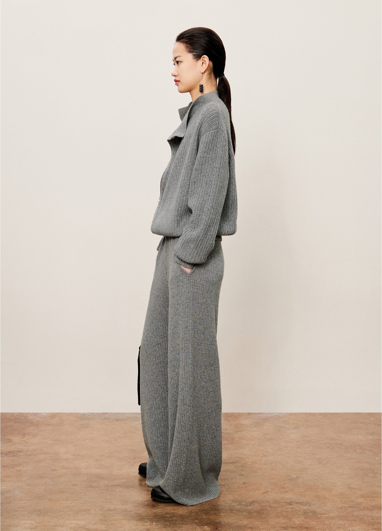 Damen weite Hose aus Wollmischung Grau LESS