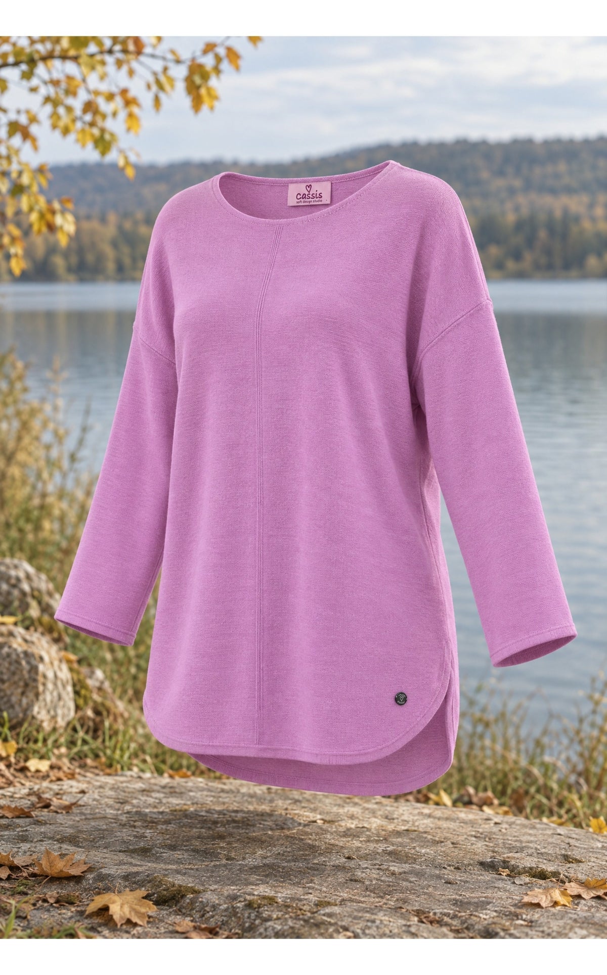 Damen Pullover Rosa Feinstrick Rundhals Oversize Kaschmir Wolle Herbst Winter
