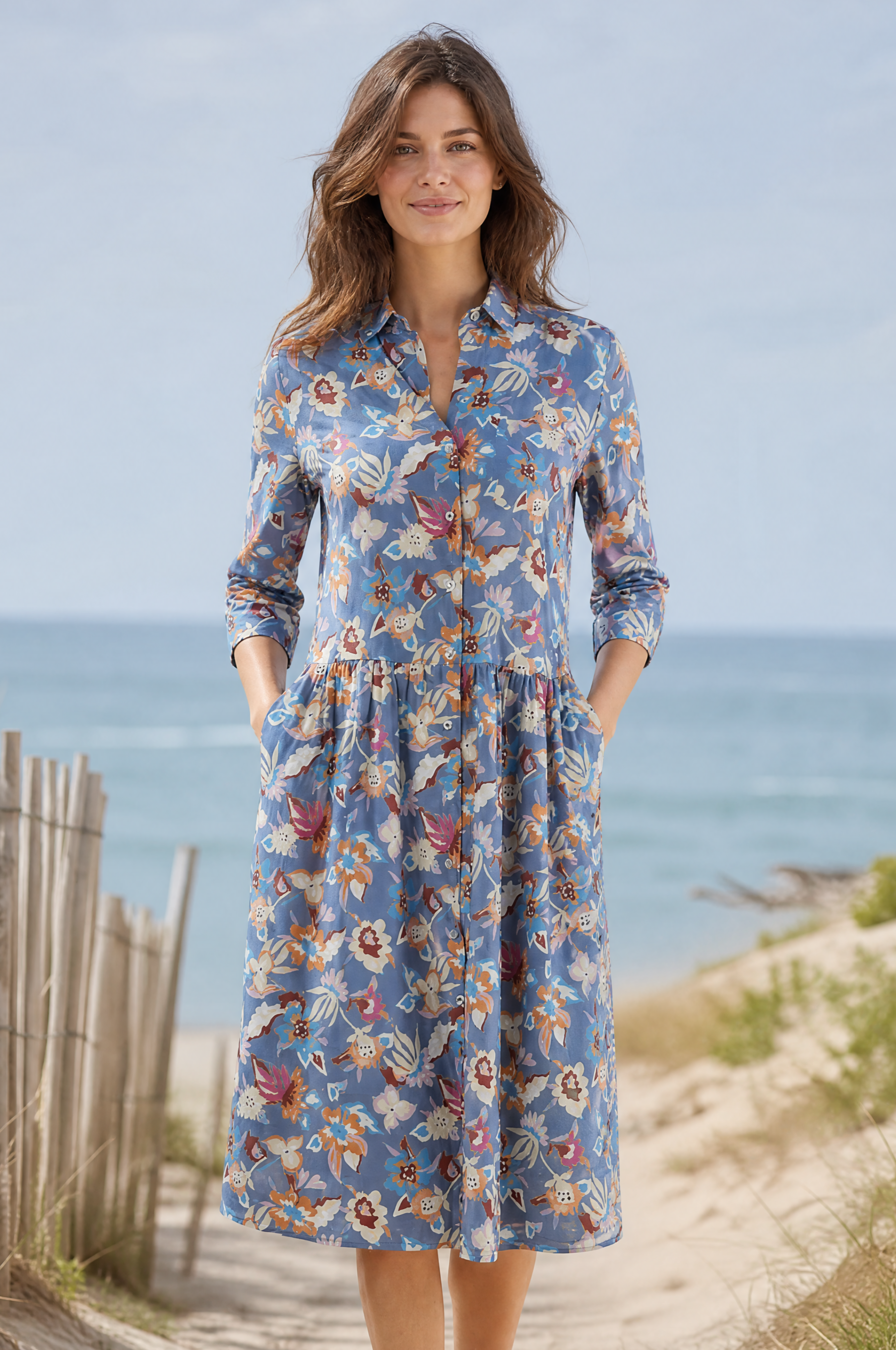 ladies floral summer dresses Multicolour Blue Dress pm floral dresses for teachers OUR STORY Every GUNTINA Color:NAVY/SILVER/WHITE