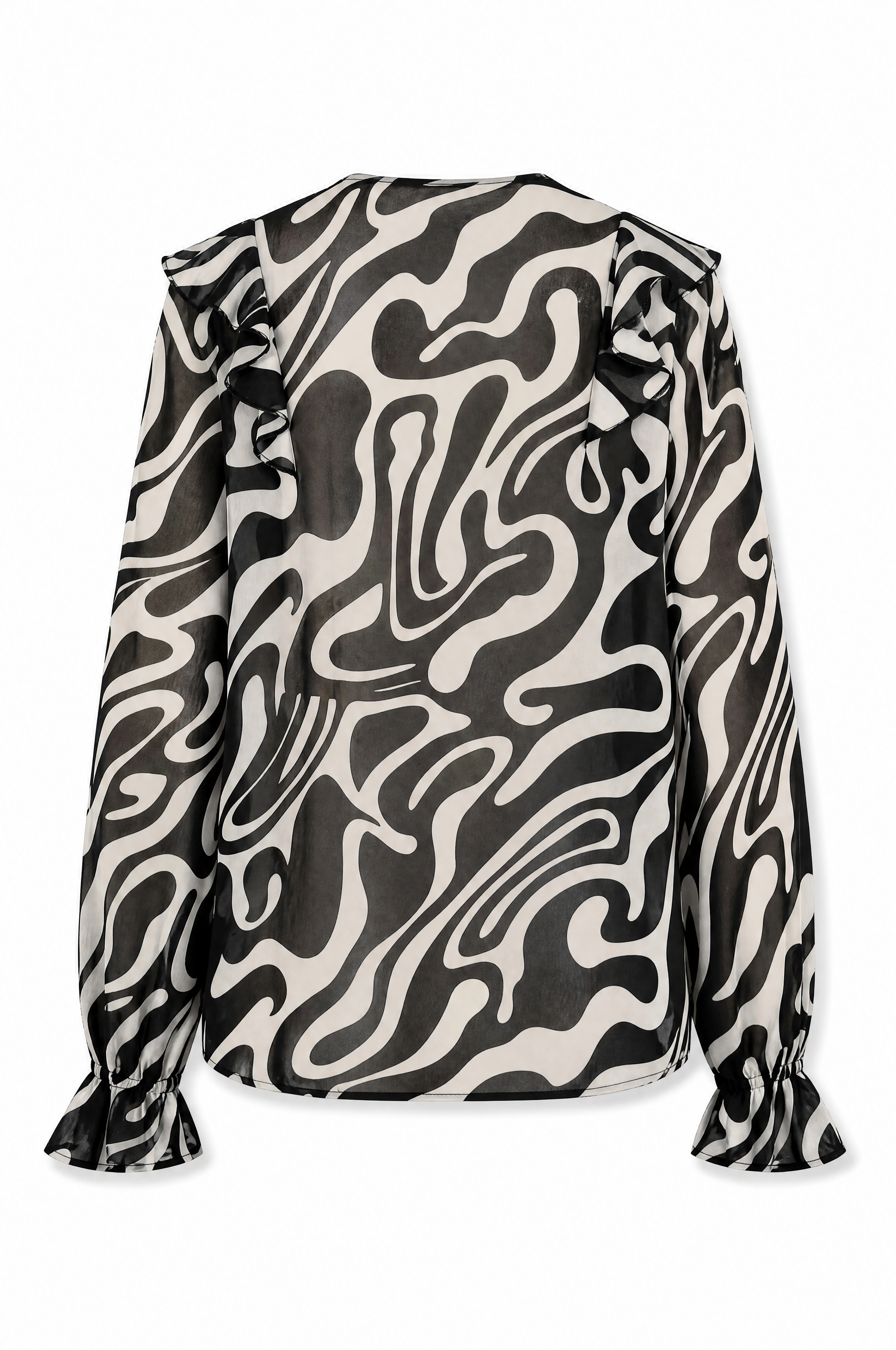 V-Ausschnitt Bluse mit All-Over Muster im trendigen Frühlingslook