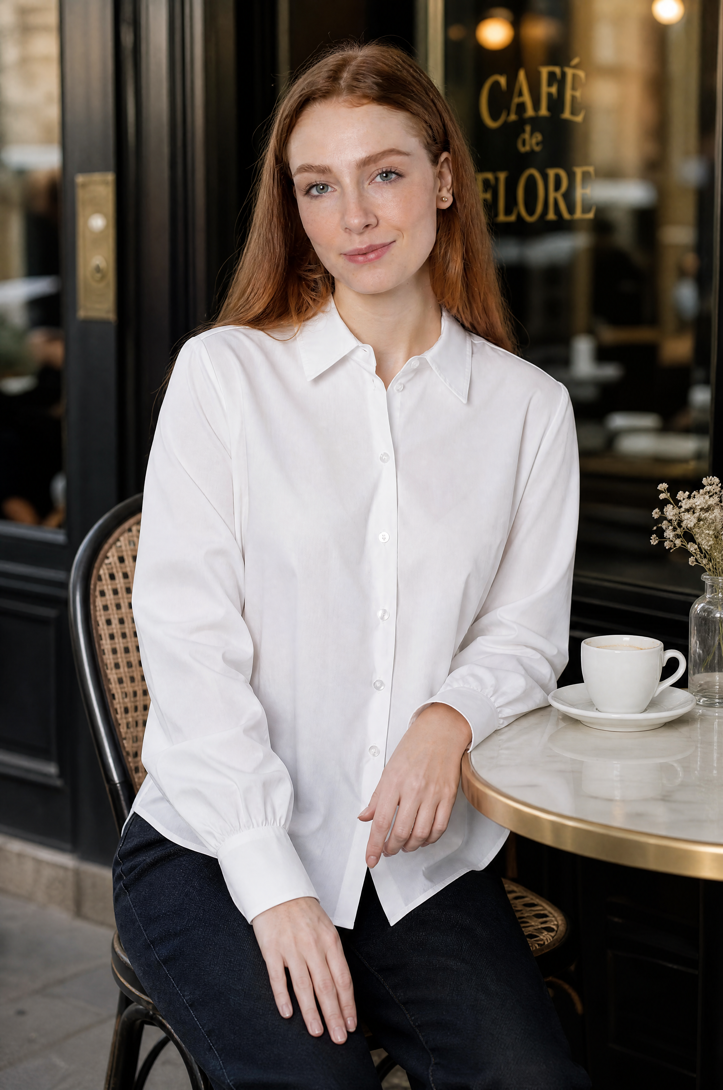 Long-sleeved blouse WHITE