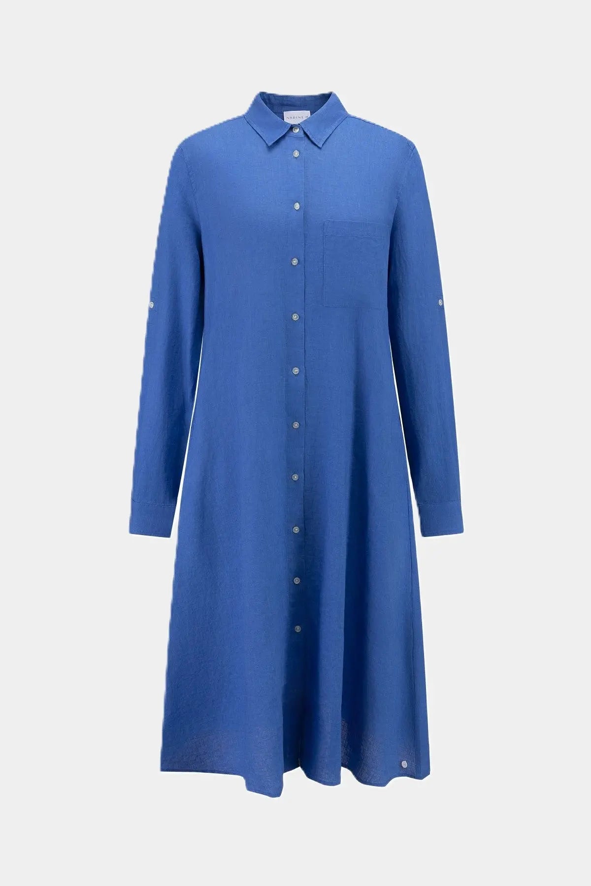 Nadine H Leinenkleid mit elegantem Kragen und Knopfleiste in ROYAL Nadine H