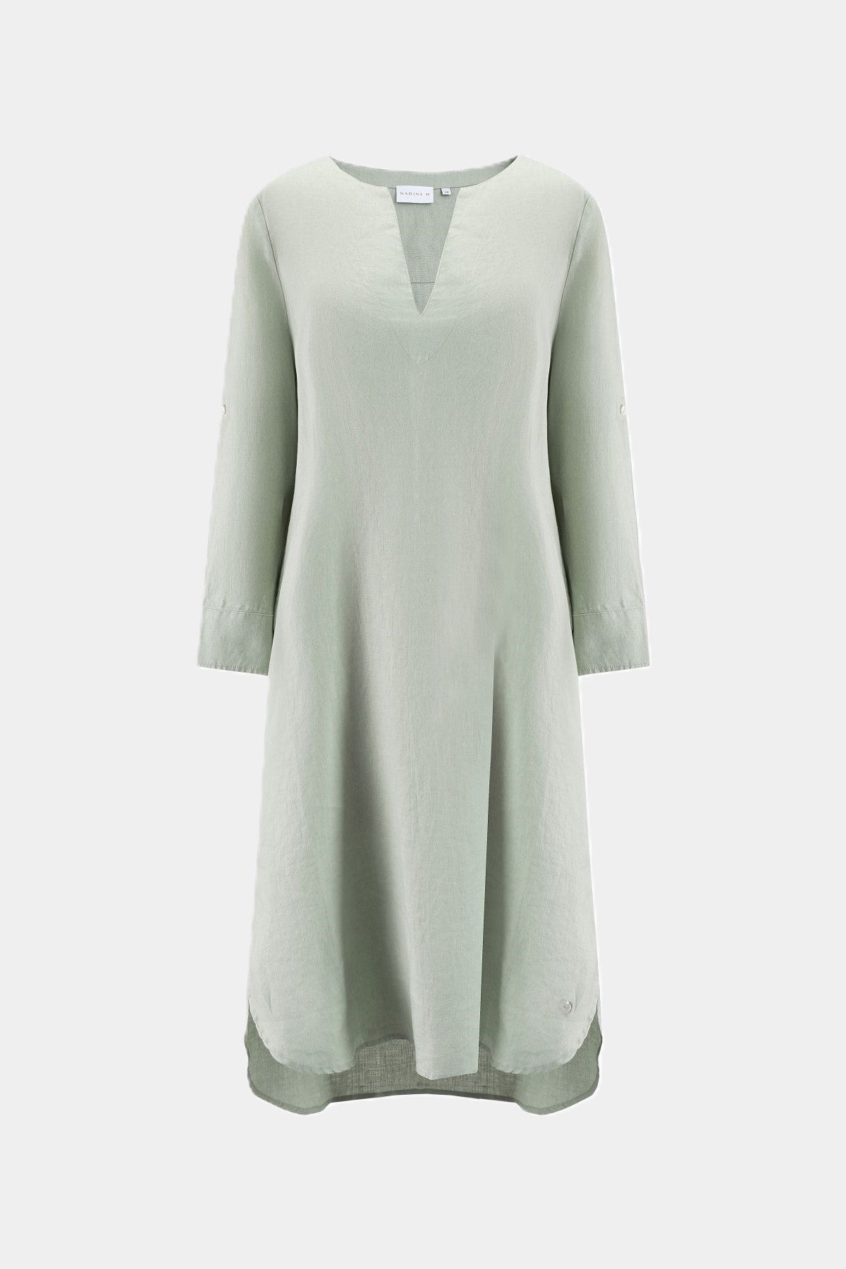 Nadine H leichtes Leinenkleid mit V-Ausschnitt in SAGE Nadine H