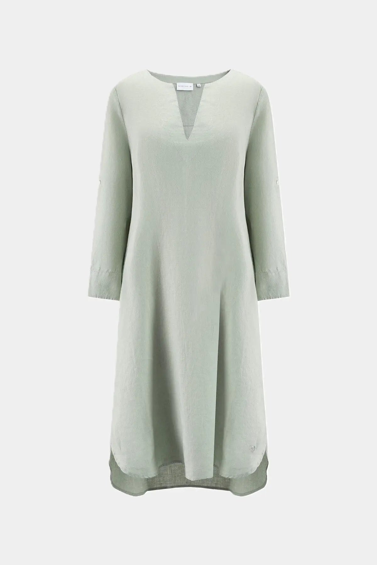 Nadine H leichtes Leinenkleid mit V-Ausschnitt in SAGE Nadine H