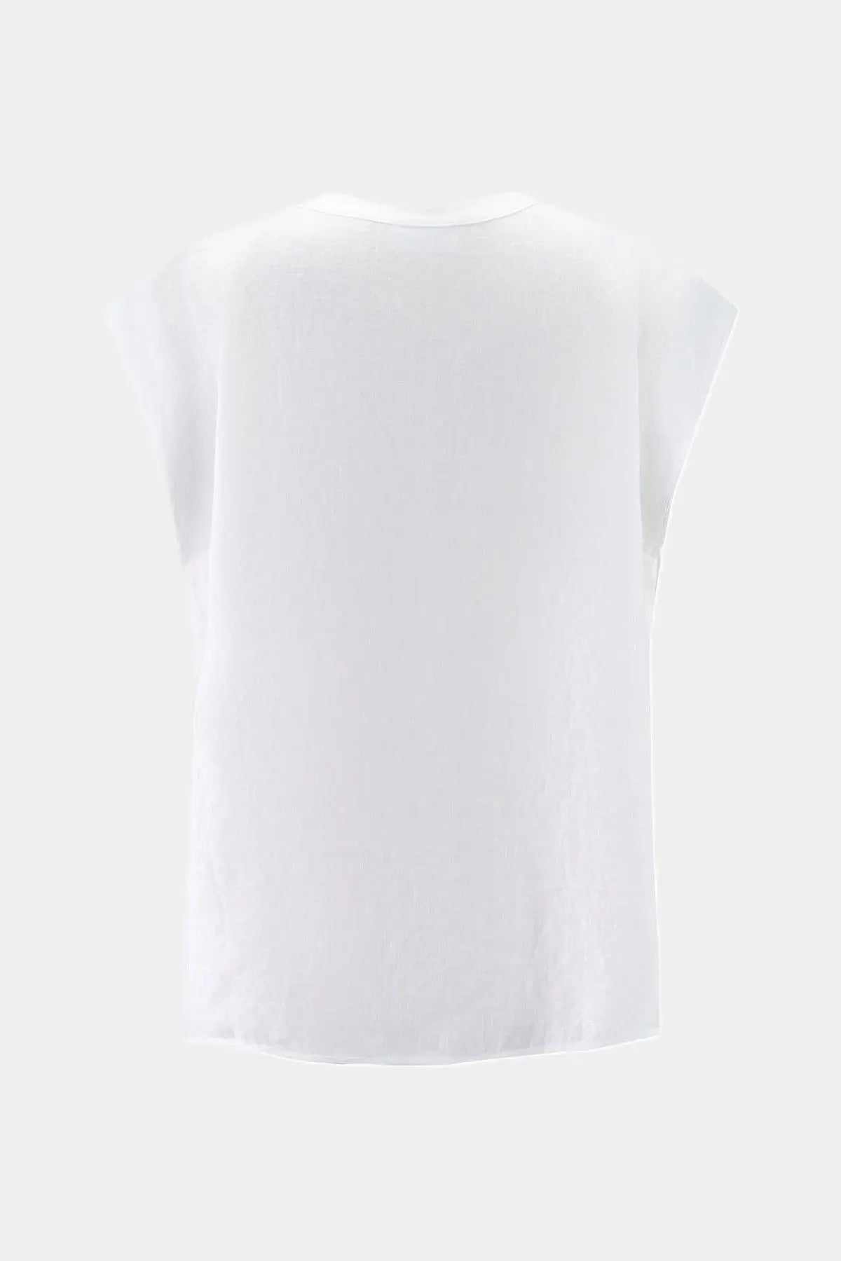 Nadine H ärmellose Leinenbluse mit V-Ausschnitt in WHITE Nadine H