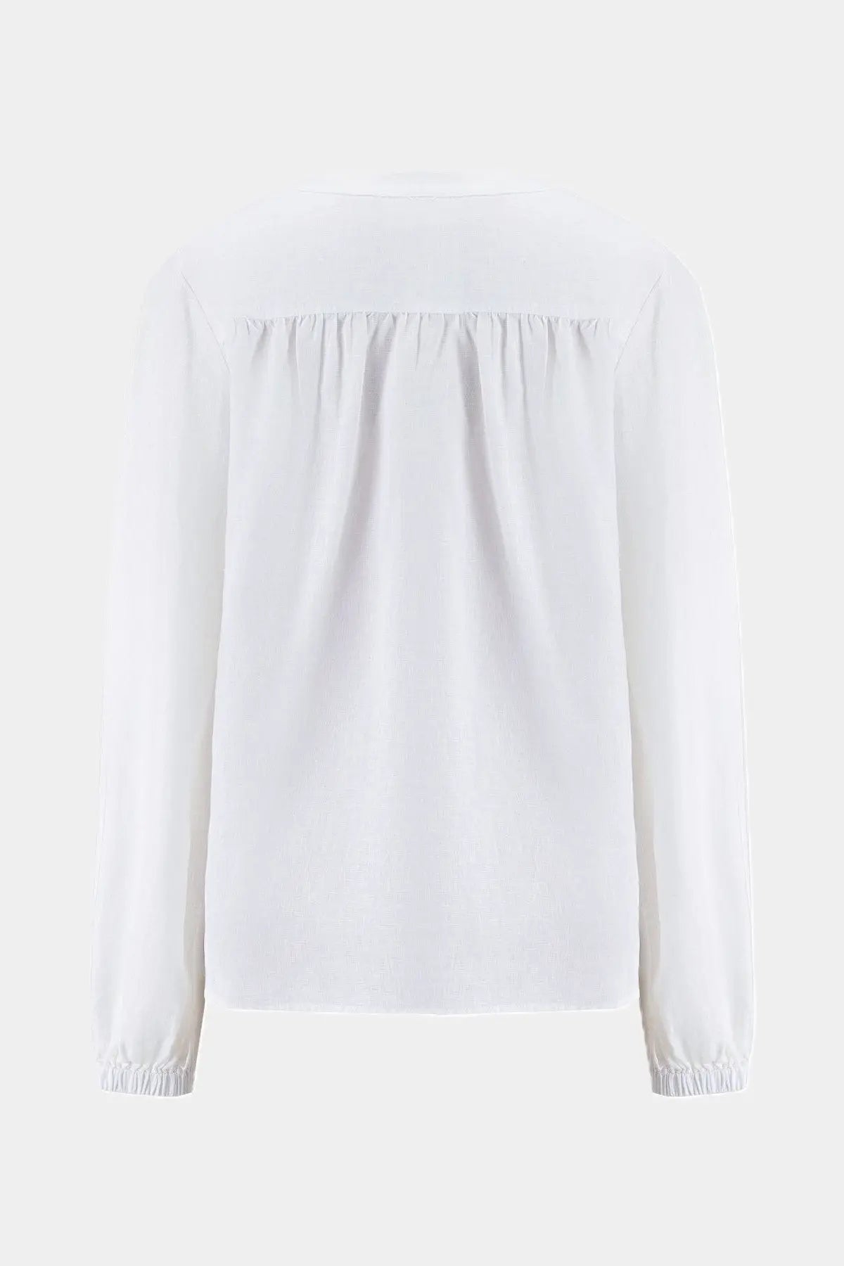 Nadine H luftige Leinenbluse mit leicht gerafften Ärmeln in WHITE Nadine H