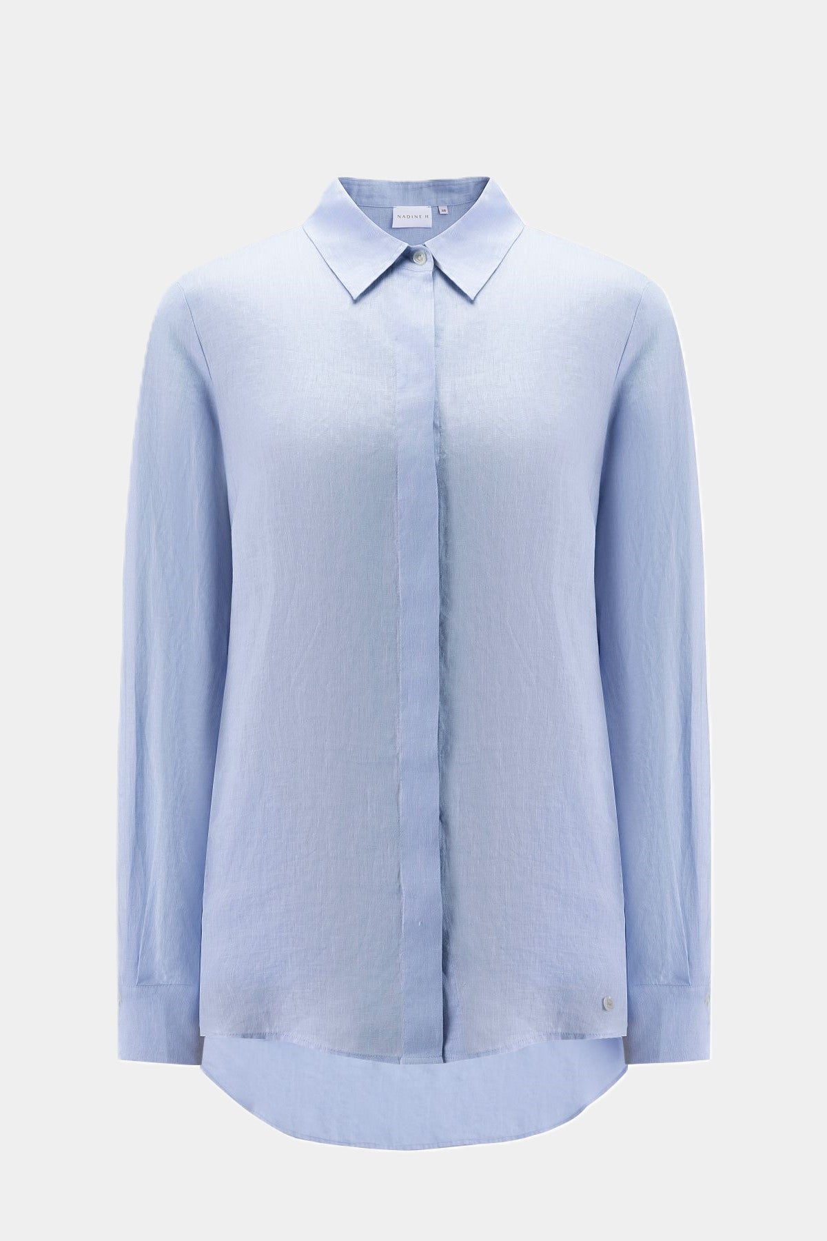 Nadine H linen blouse with collar and button placket in SKY