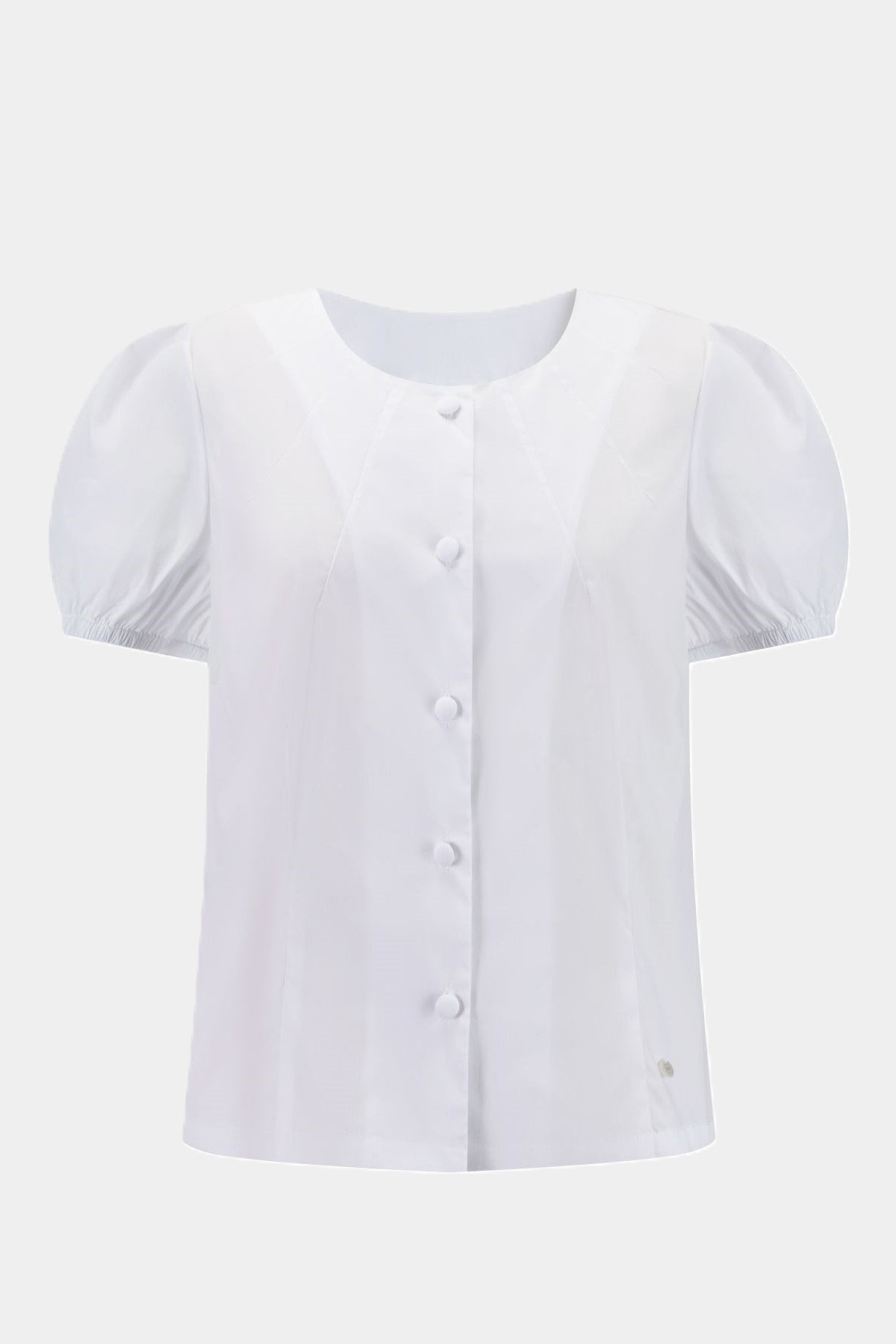 Nadine H blouse with puff sleeves and fabric-covered buttons in WHITE