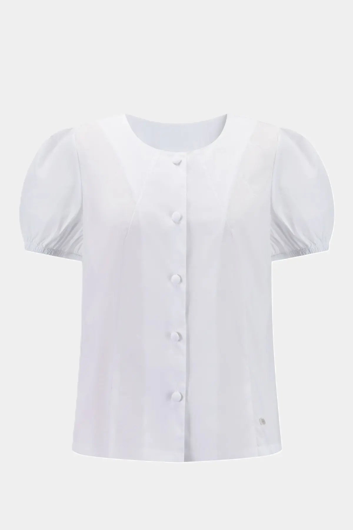 Nadine H Bluse mit Puffärmeln und stoffüberzogenen Knöpfen in WHITE Nadine H