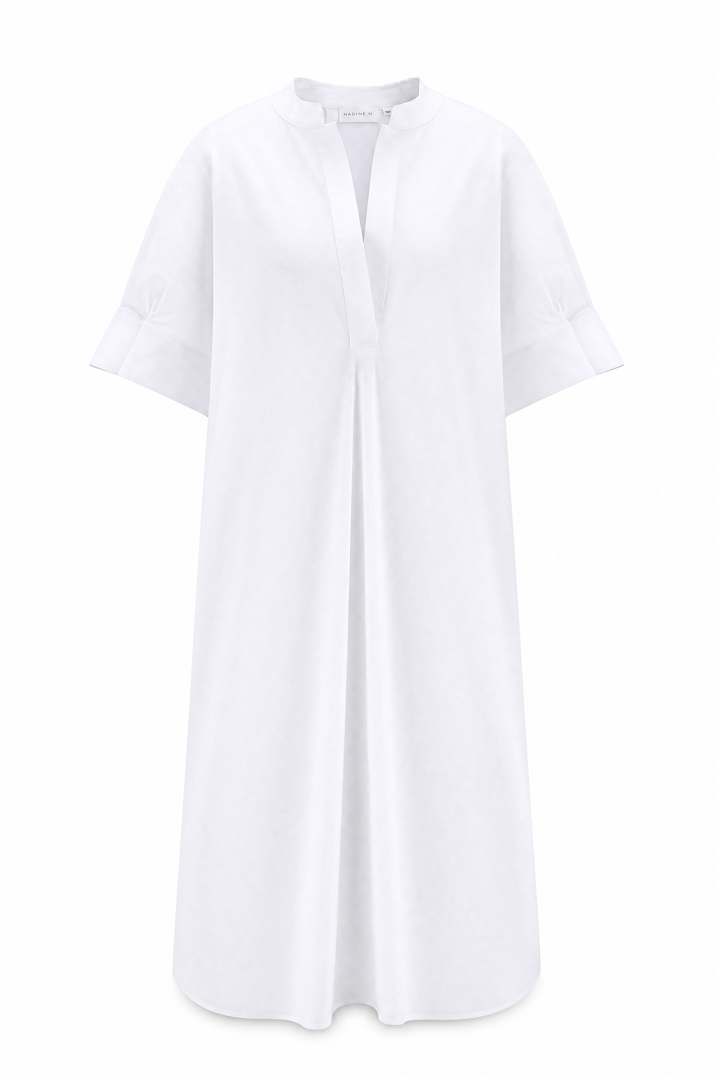 Nadine H vestido elegante con escote en V y dobladillo redondeado en BLANCO