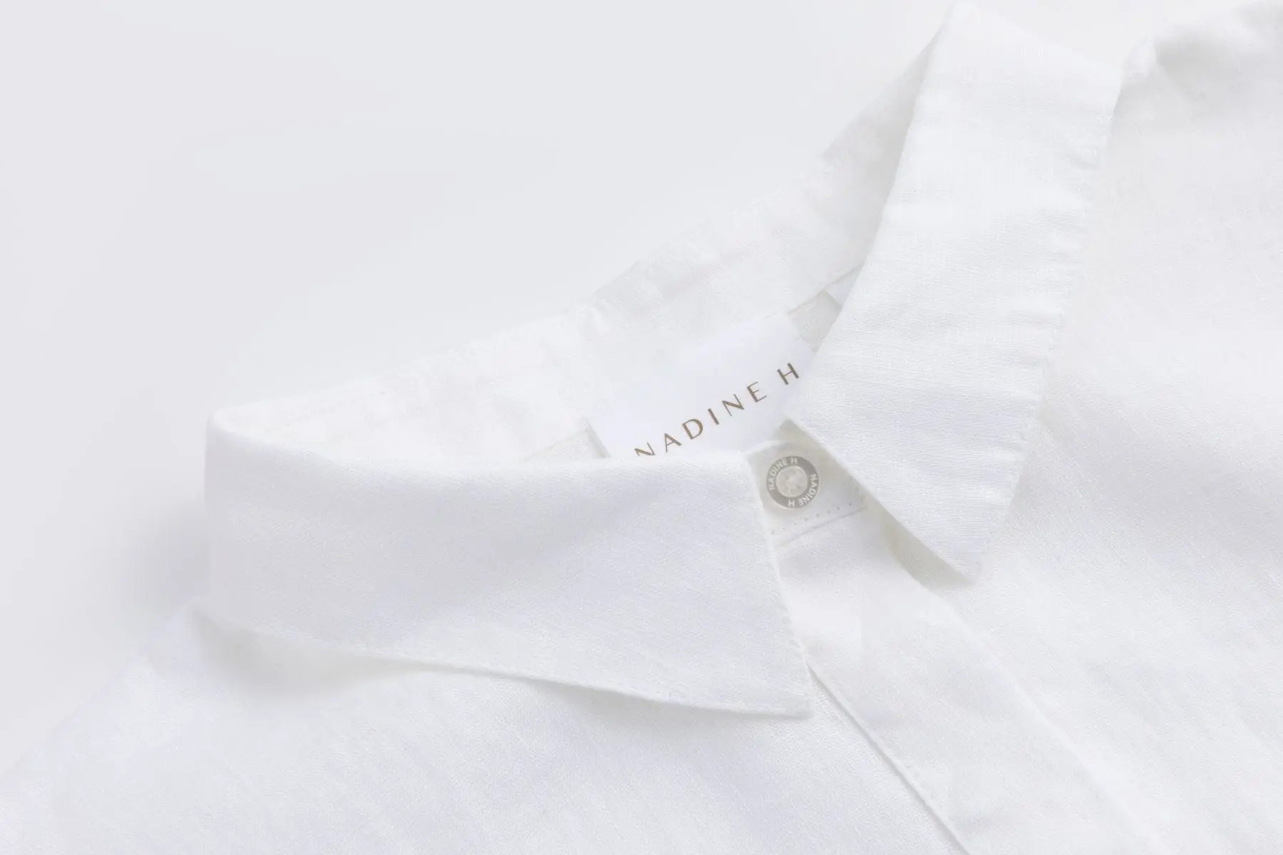 Nadine H elegante Leinen-Longbluse mit verdeckter Knopfleiste in WHITE Nadine H