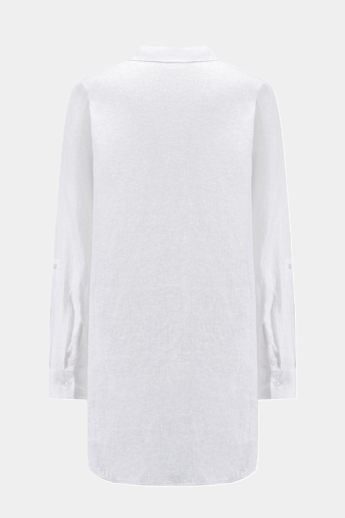 Nadine H elegante Leinen-Longbluse mit verdeckter Knopfleiste in WHITE Nadine H