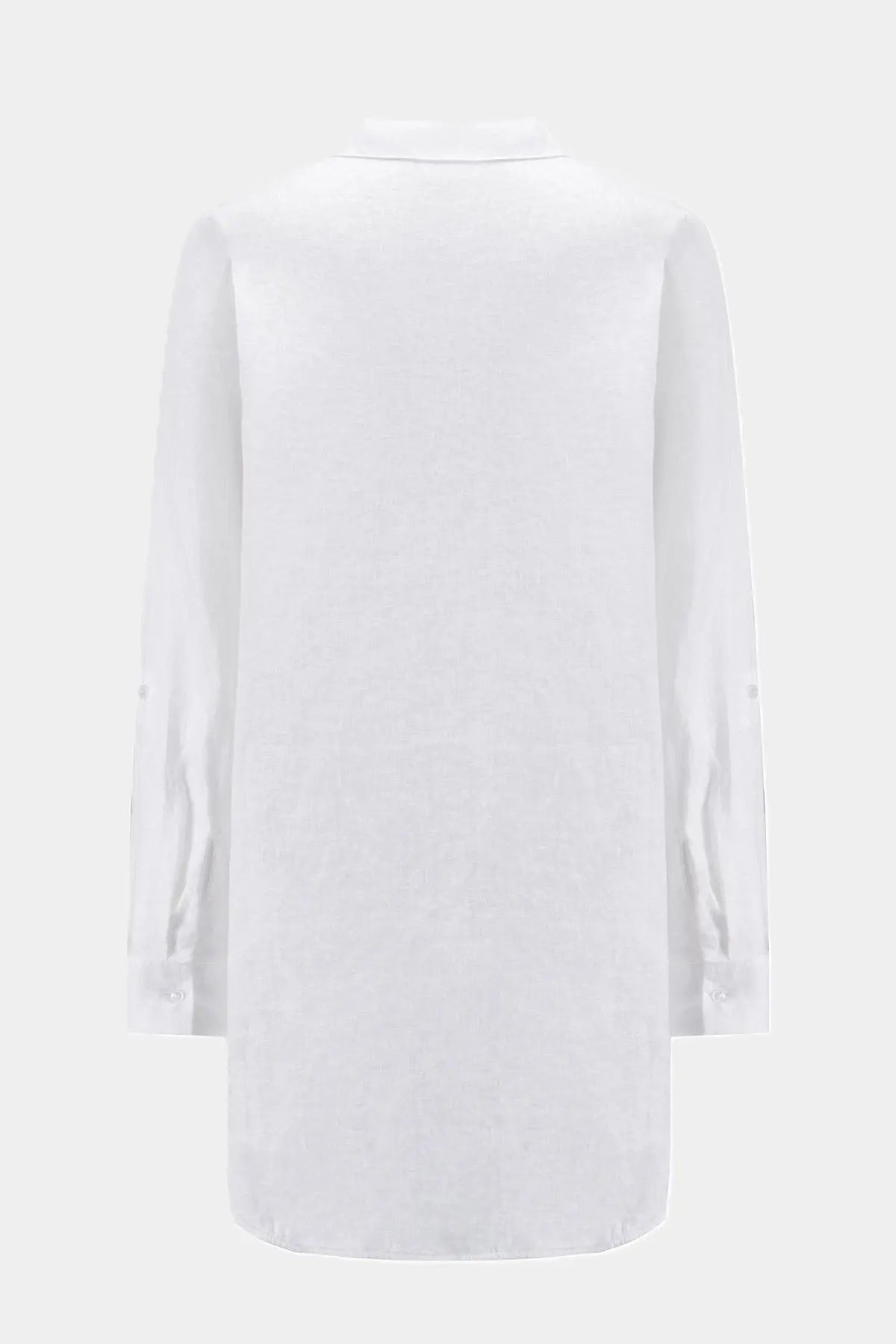 Nadine H elegante Leinen-Longbluse mit verdeckter Knopfleiste in WHITE Nadine H