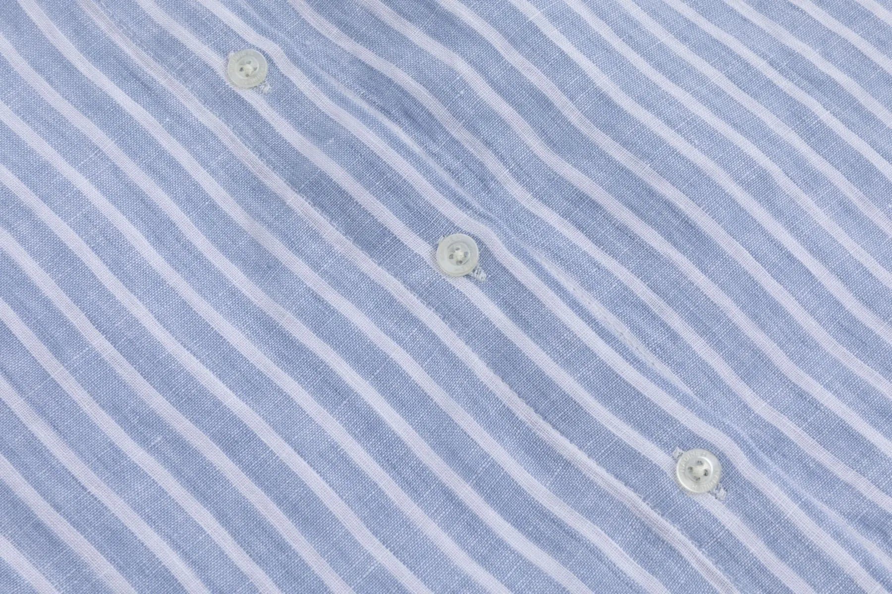 Nadine H gestreifte Leinenbluse mit Kragen und verdeckter Knopfleiste in JEANS BLUE Nadine H