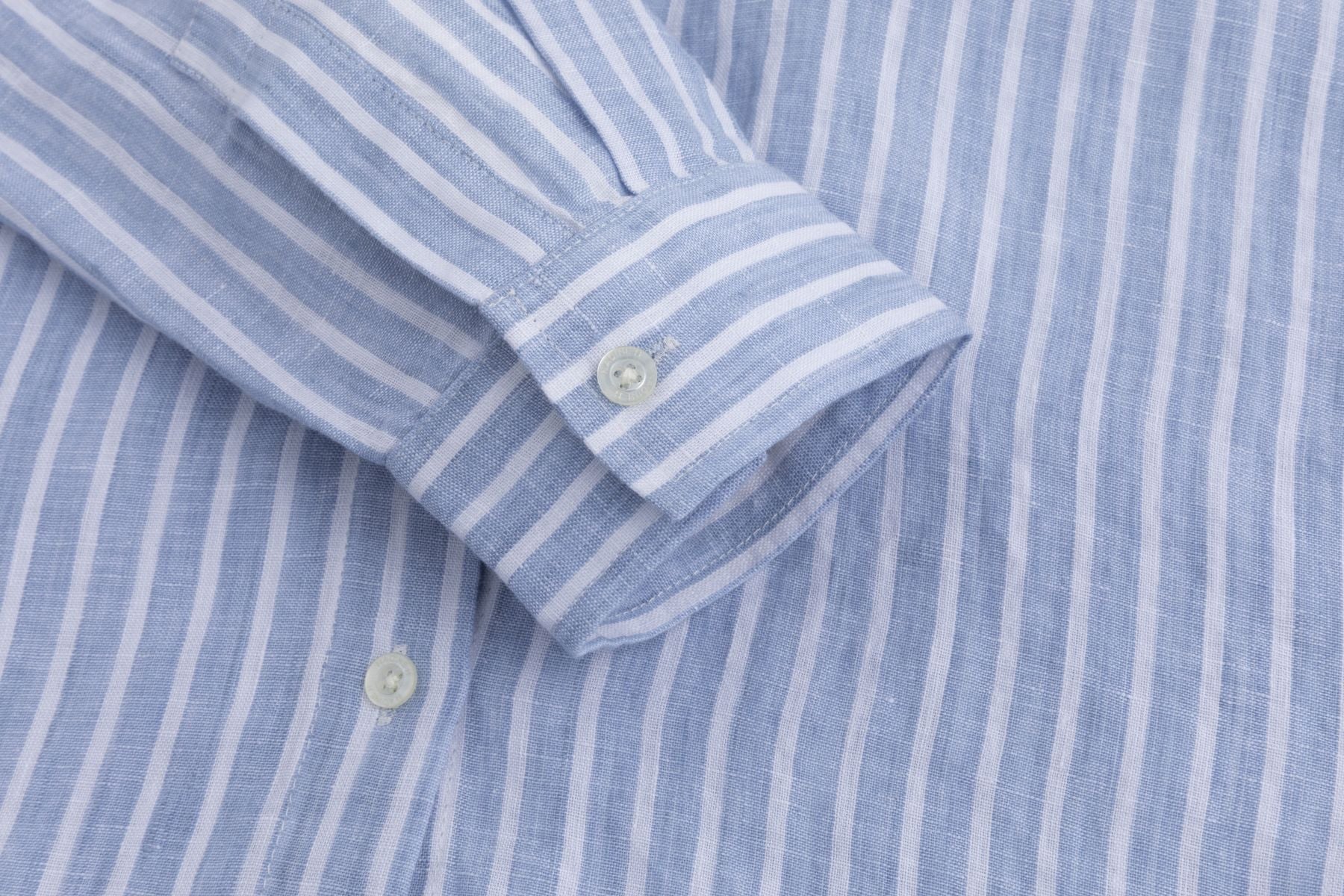 Nadine H gestreifte Leinenbluse mit Kragen und verdeckter Knopfleiste in JEANS BLUE Nadine H