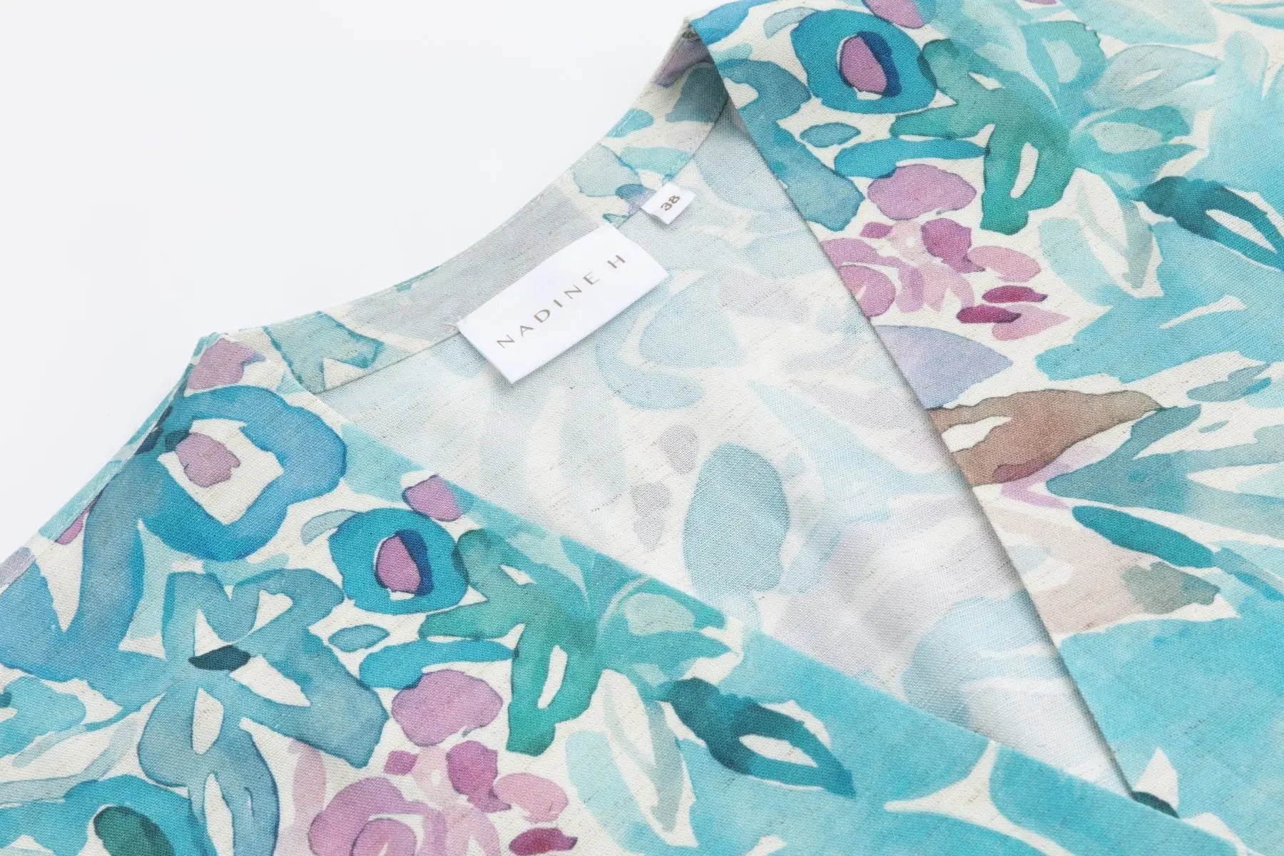 Nadine H ärmellose Bluse mit floralem Print in TURQUOISE Nadine H