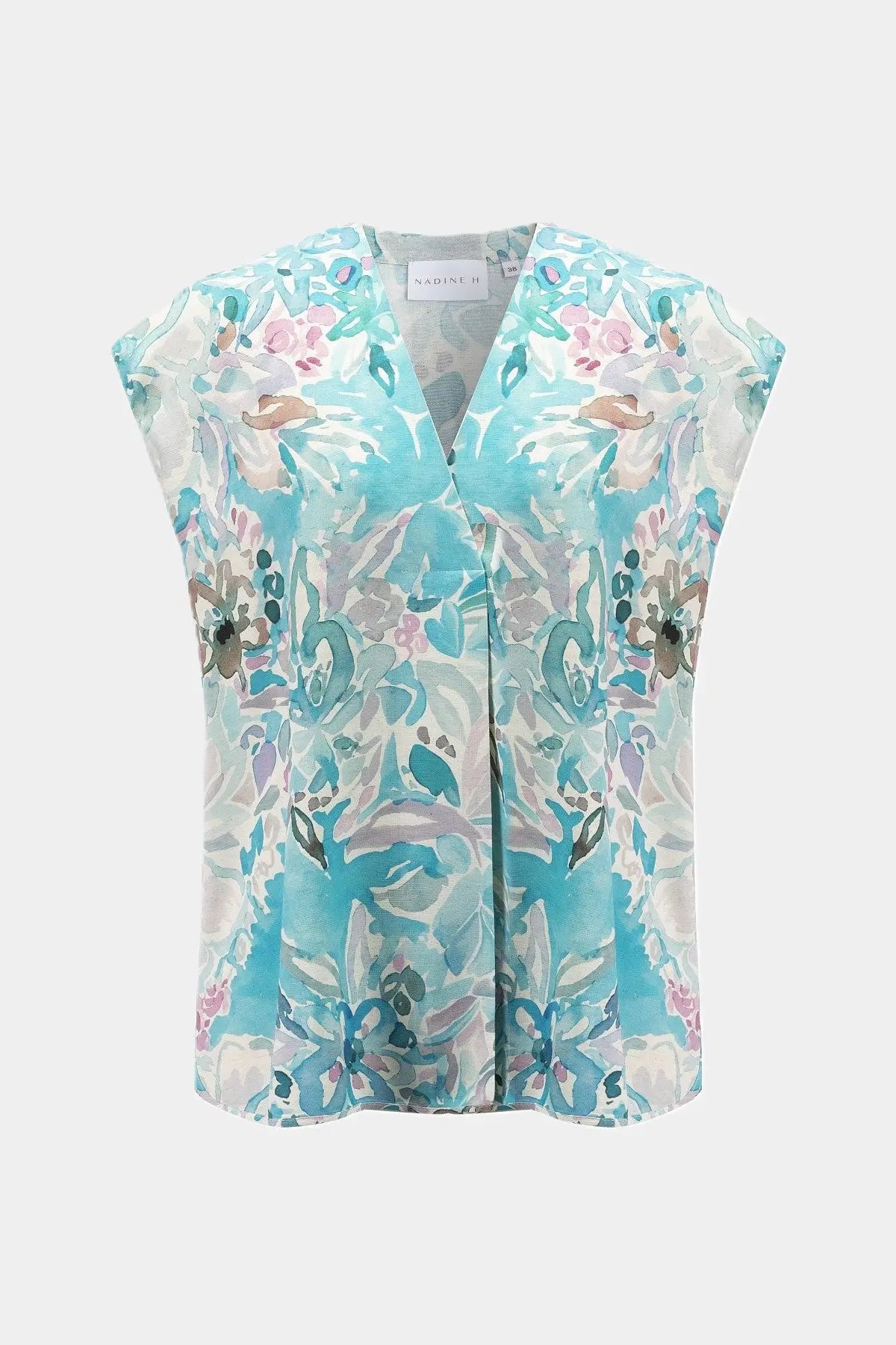 Nadine H ärmellose Bluse mit floralem Print in TURQUOISE Nadine H