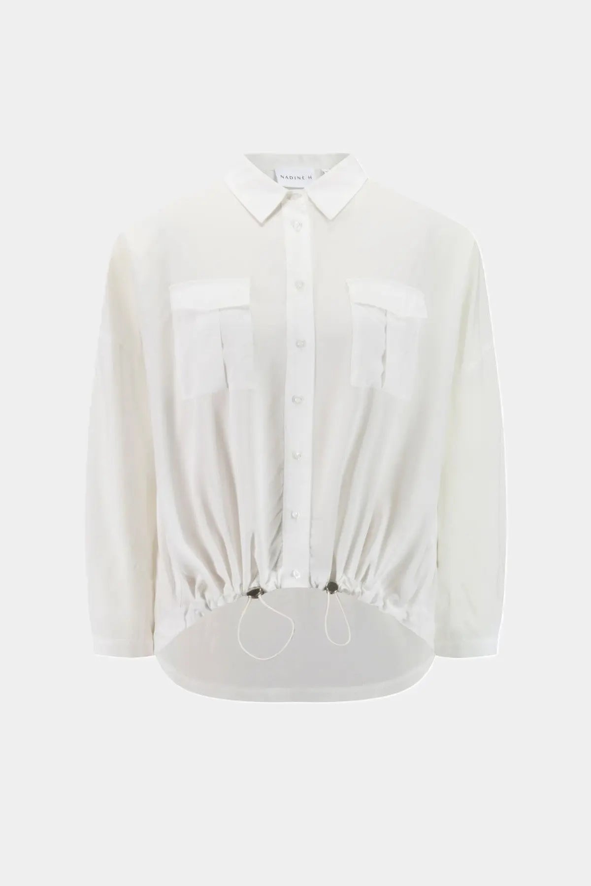 Nadine H modische Bluse mit Tunnelzug und Brusttaschen in OFF WHITE Nadine H