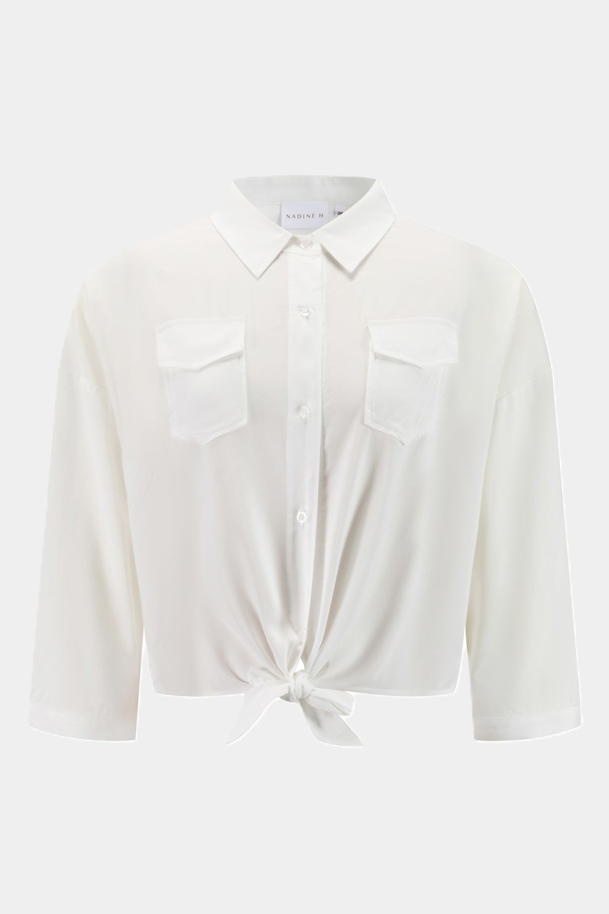 Nadine H Cropped Bindebluse mit Brusttaschen in OFF WHITE