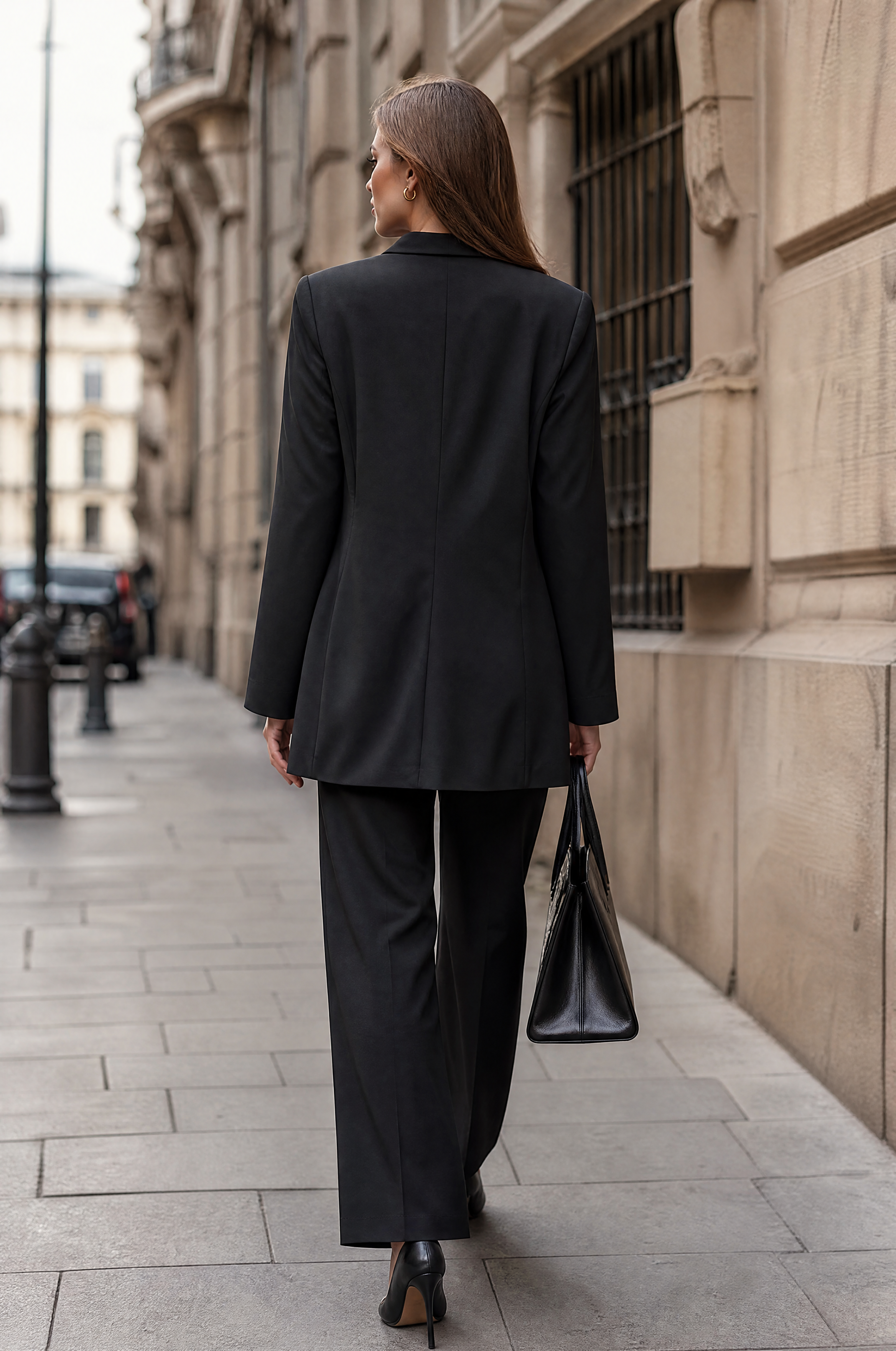 Nadine H elegancka długa marynarka - BLACK