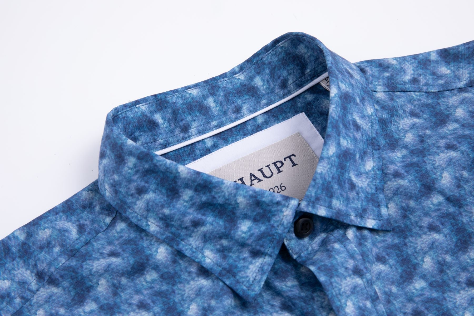 Haupt Popelin Modern Fit Langarm Herrenhemd mit "Batik" Print in True Blue Haupt