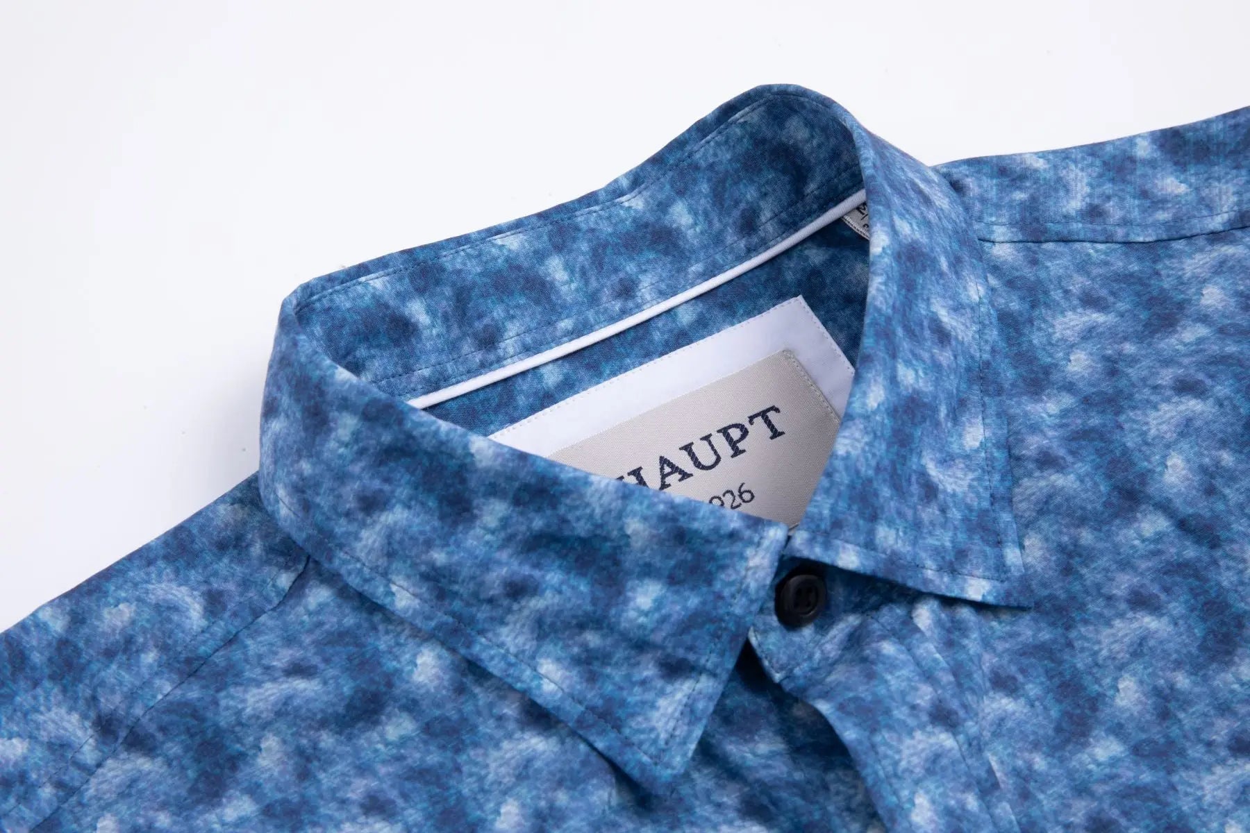 Haupt Popelin Modern Fit Langarm Herrenhemd mit "Batik" Print in True Blue Haupt