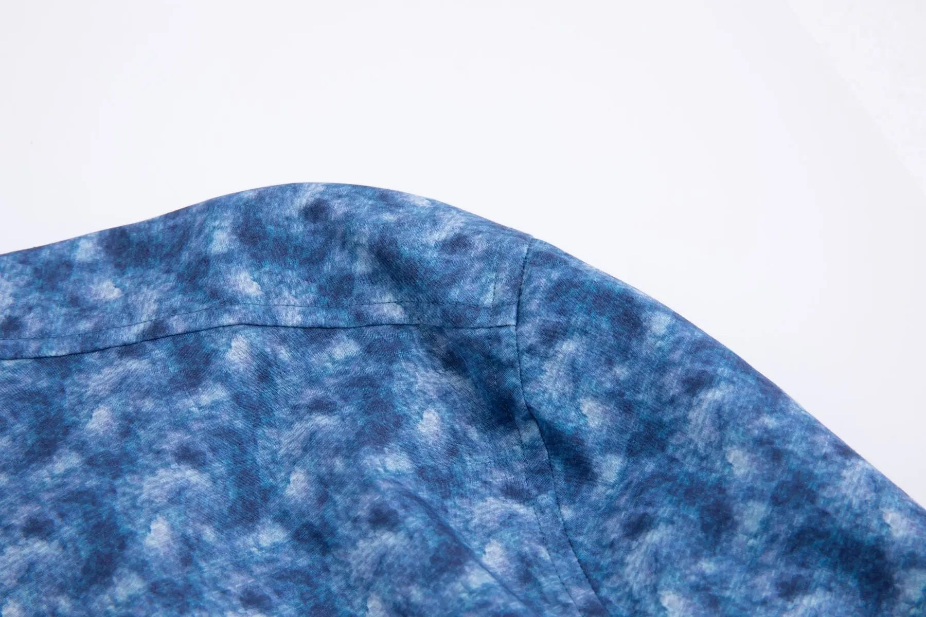 Haupt Popelin Modern Fit Langarm Herrenhemd mit "Batik" Print in True Blue Haupt