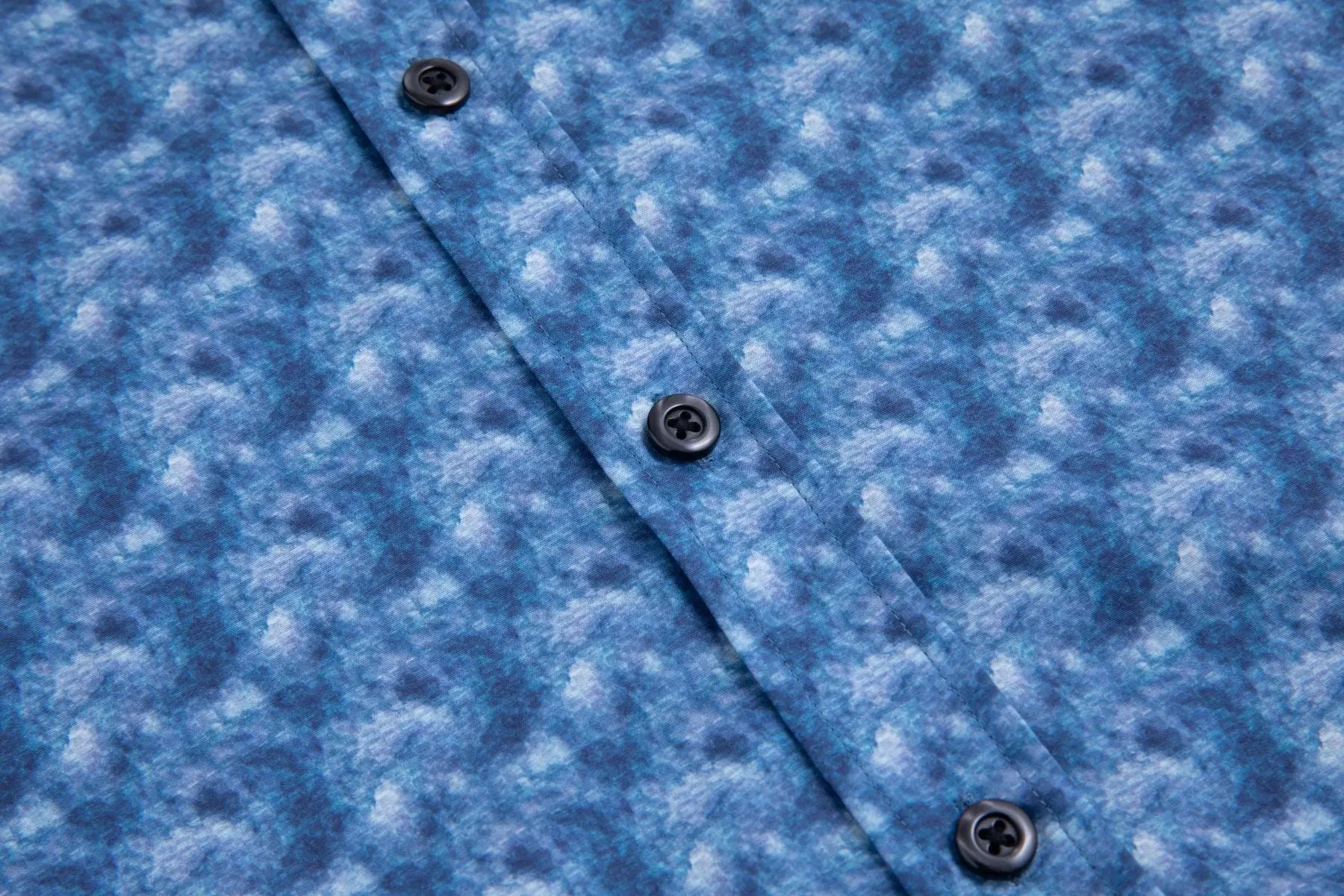 Haupt Popelin Modern Fit Langarm Herrenhemd mit "Batik" Print in True Blue Haupt