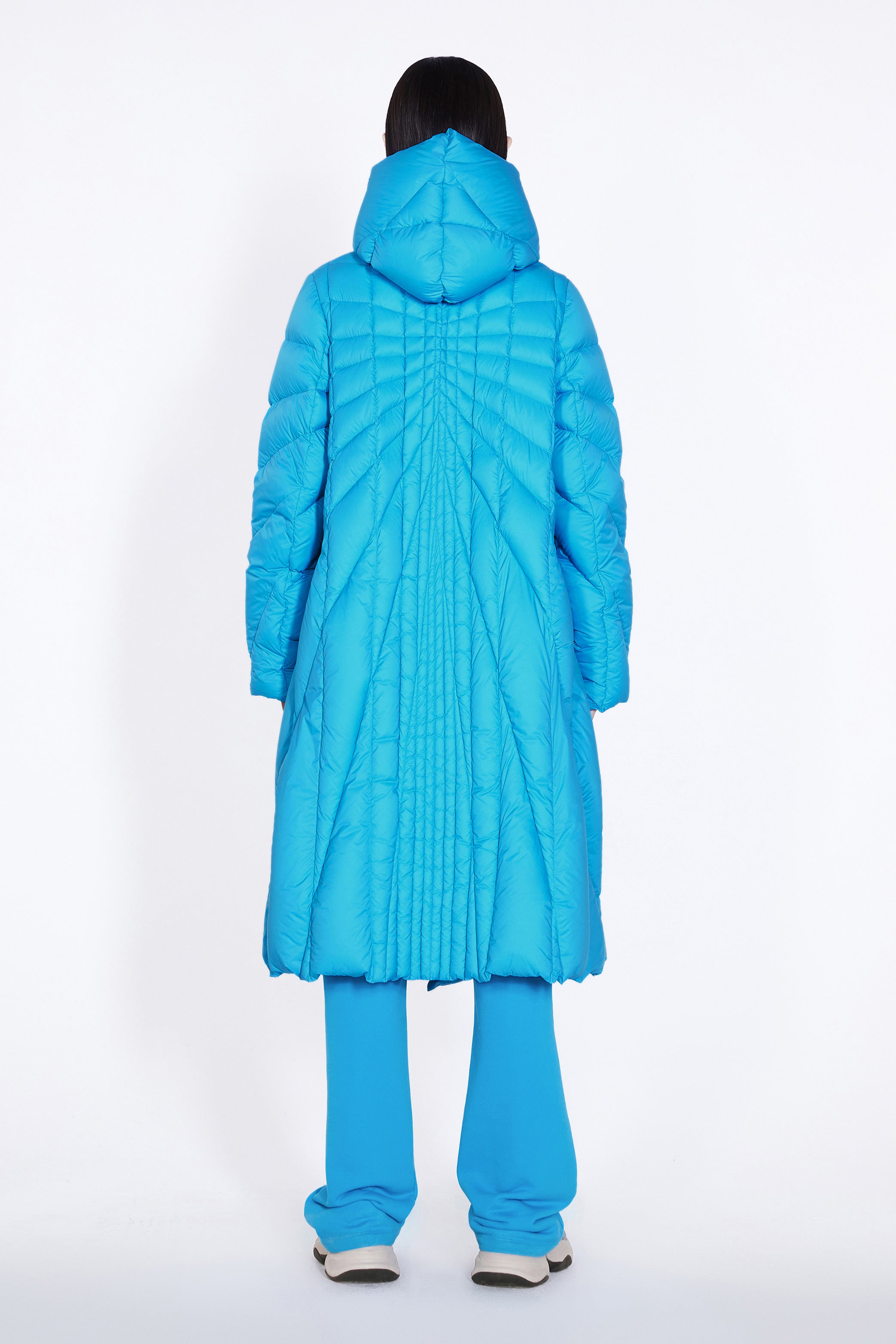 JNBY Daunenmantel Damen - Langer Steppmantel mit Kapuze, ultraleicht & wärmend in Skyblue JNBY