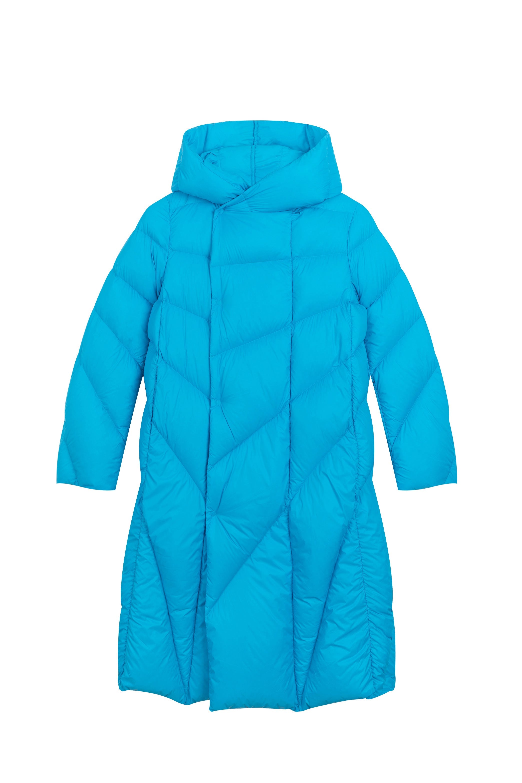 JNBY Daunenmantel Damen - Langer Steppmantel mit Kapuze, ultraleicht & wärmend in Skyblue JNBY