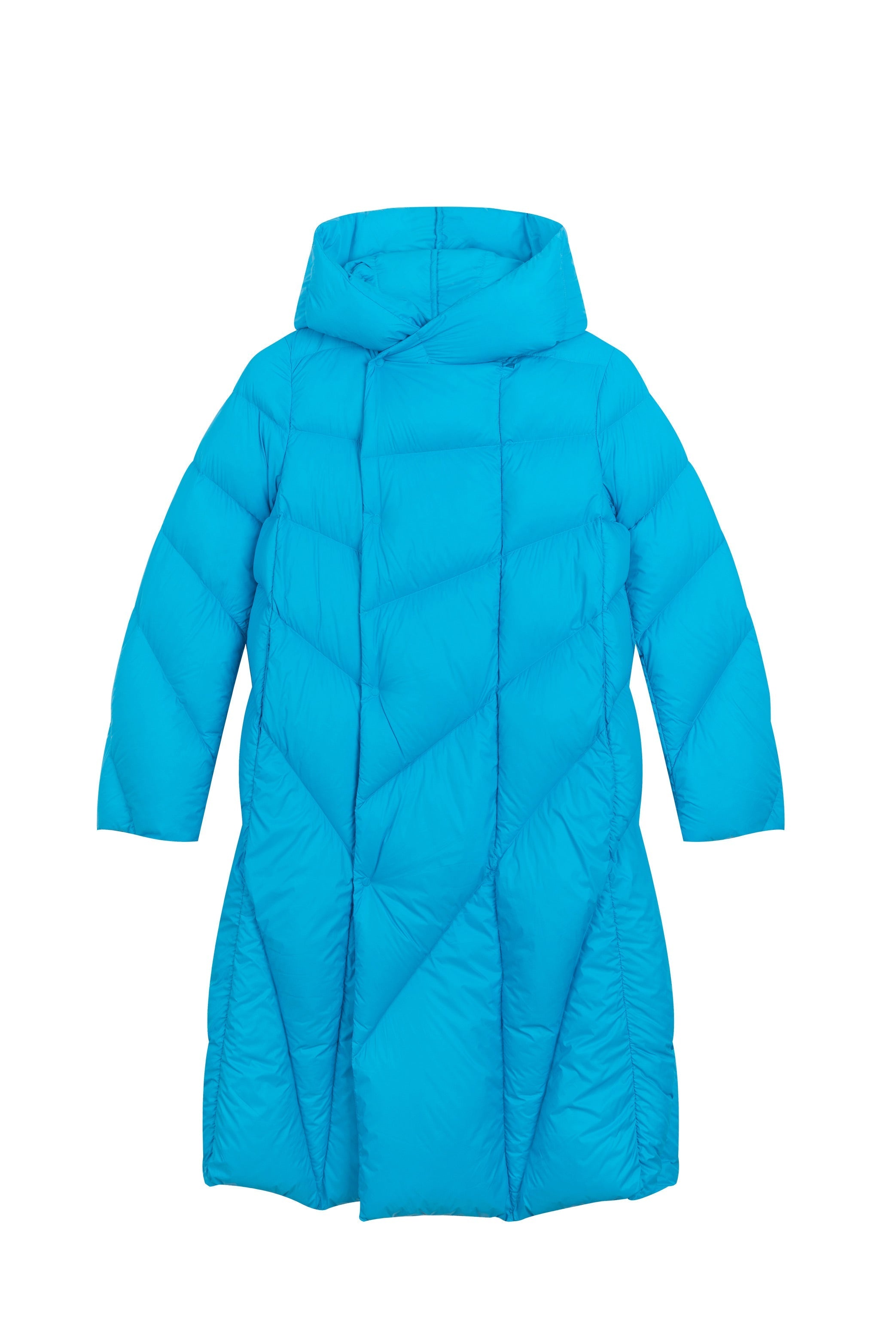 JNBY Daunenmantel Damen - Langer Steppmantel mit Kapuze, ultraleicht & wärmend in Skyblue JNBY