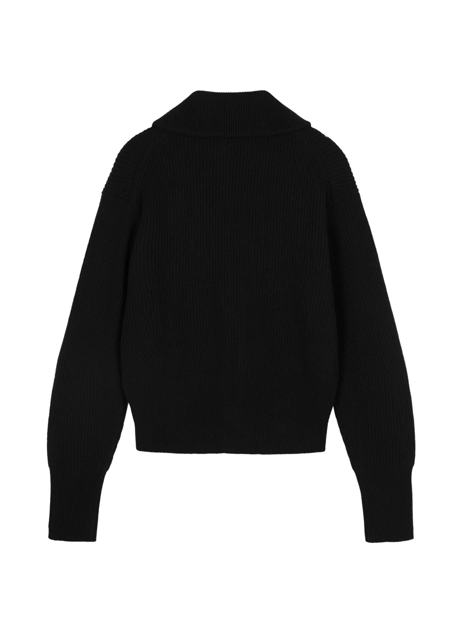 Schwarzer Strick-Cardigan mit Zipper & Kragen – Modern & Elegant JNBY