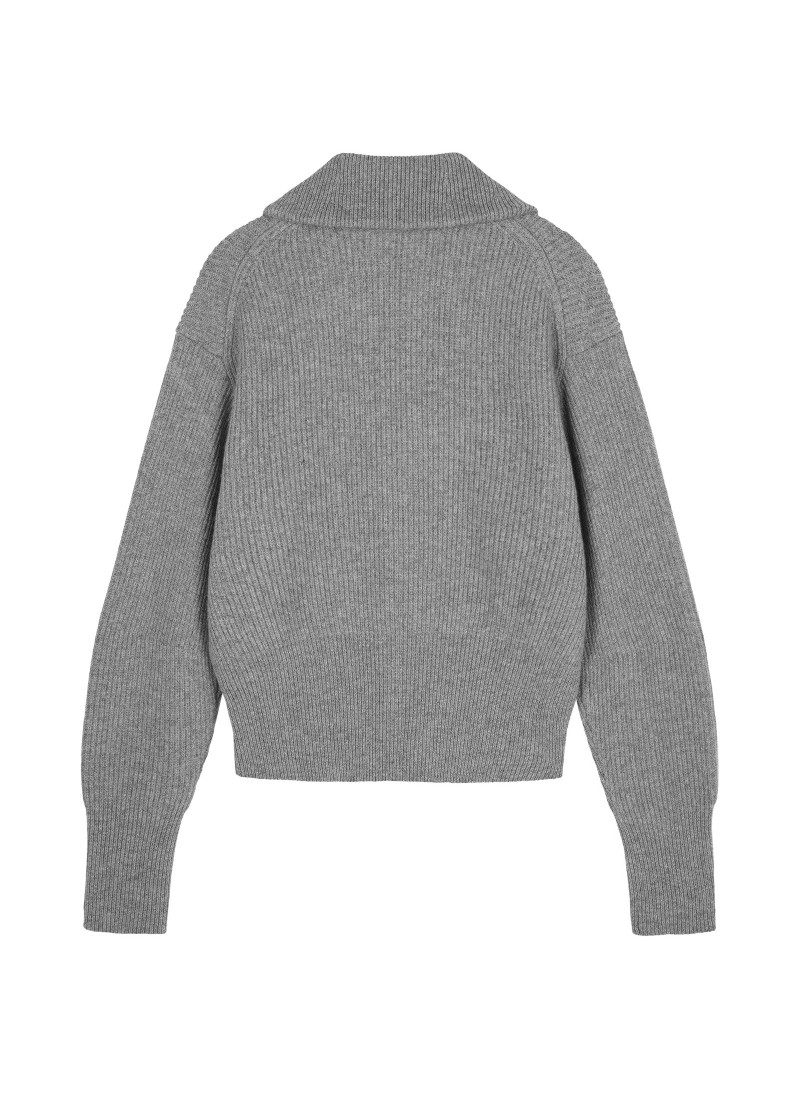 Grauer Strick-Cardigan mit Zipper & Kragen – Modern & Elegant JNBY