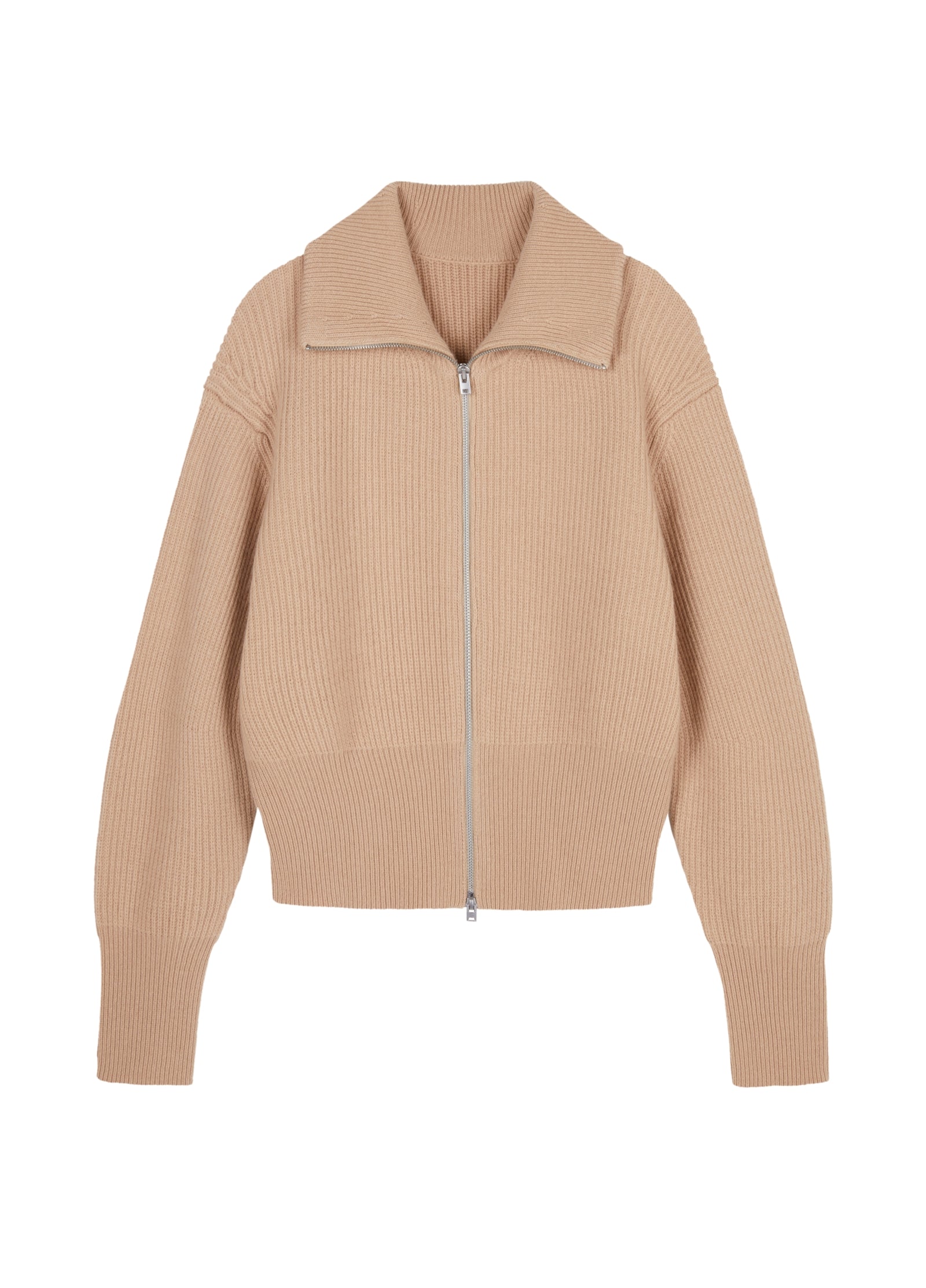Camel Strick-Cardigan mit Zipper & Kragen – Modern & Elegant JNBY