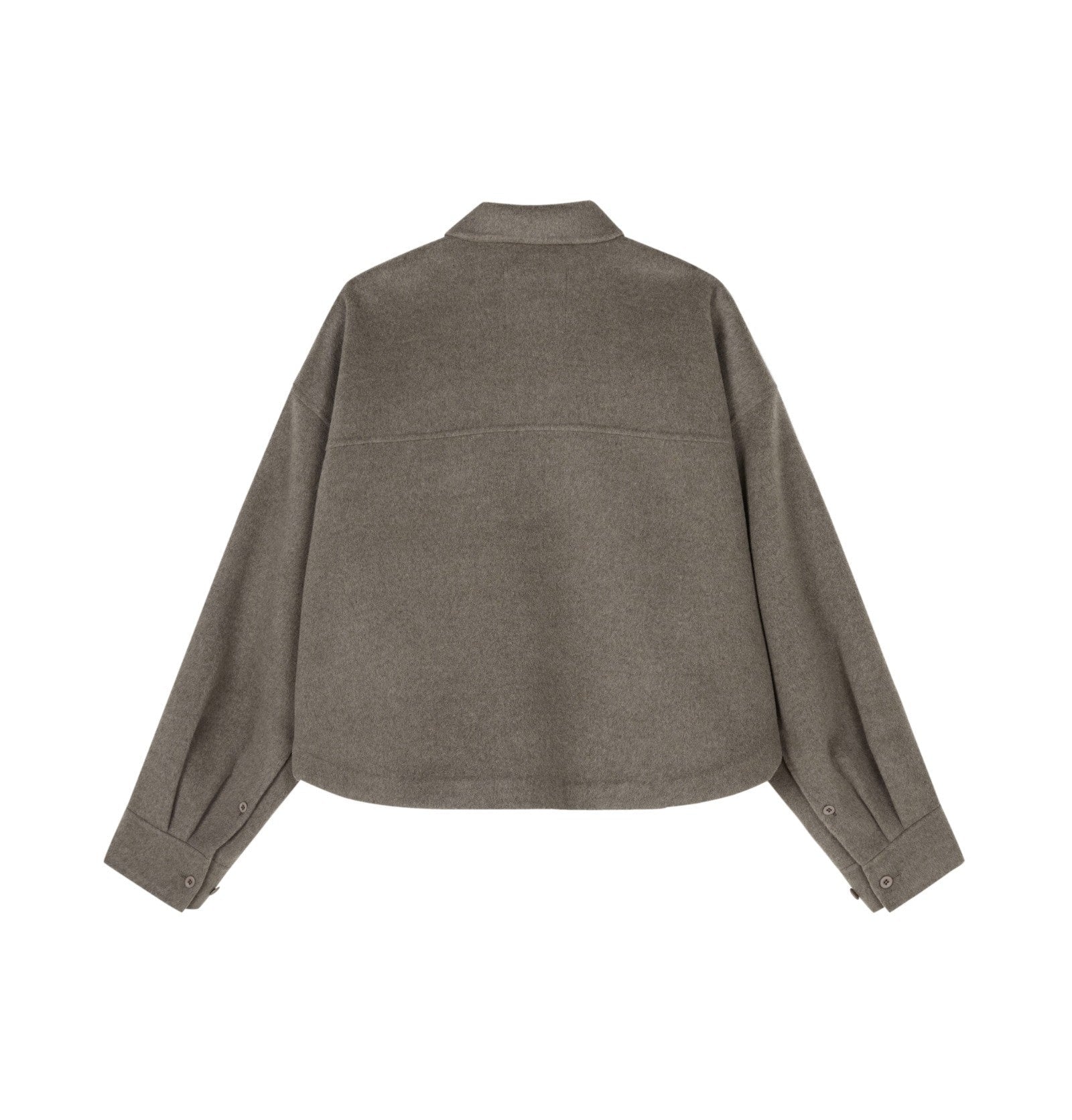 Damen Boxy Wolljacke mit großer Brusttasche & rundem Saum in Braun JNBY