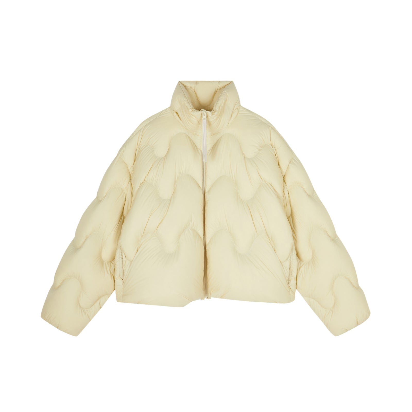 Damen Boxy Daunenjacke mit Wellen-Steppung in Ecru JNBY