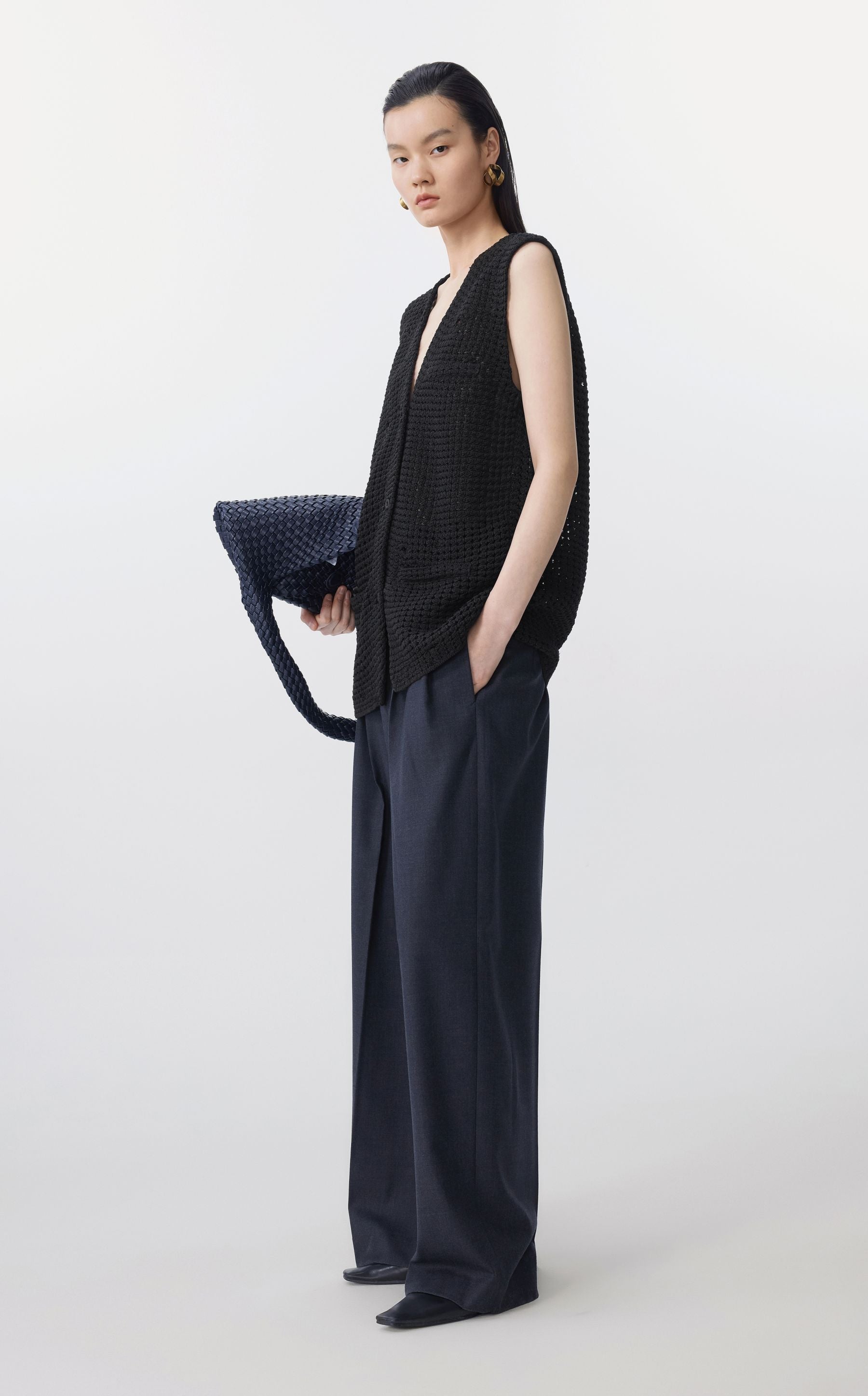 JNBY Elegante gehaakte vest ZWART