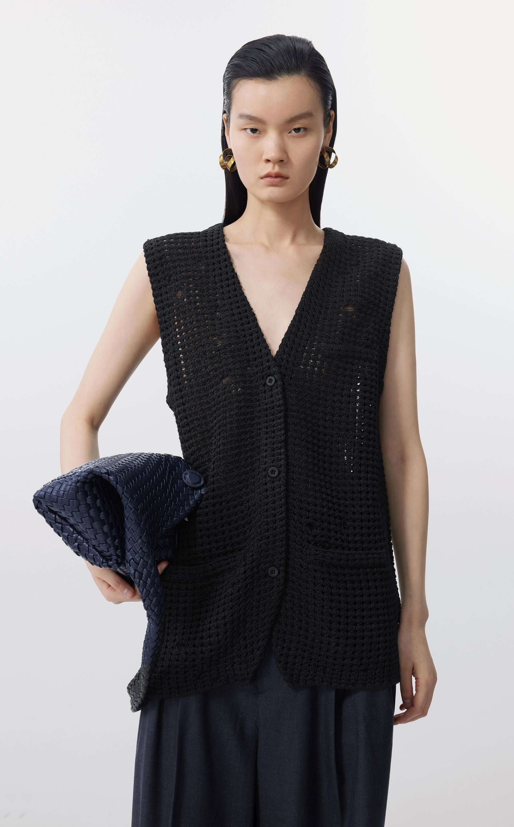 JNBY Elegante gehaakte vest ZWART