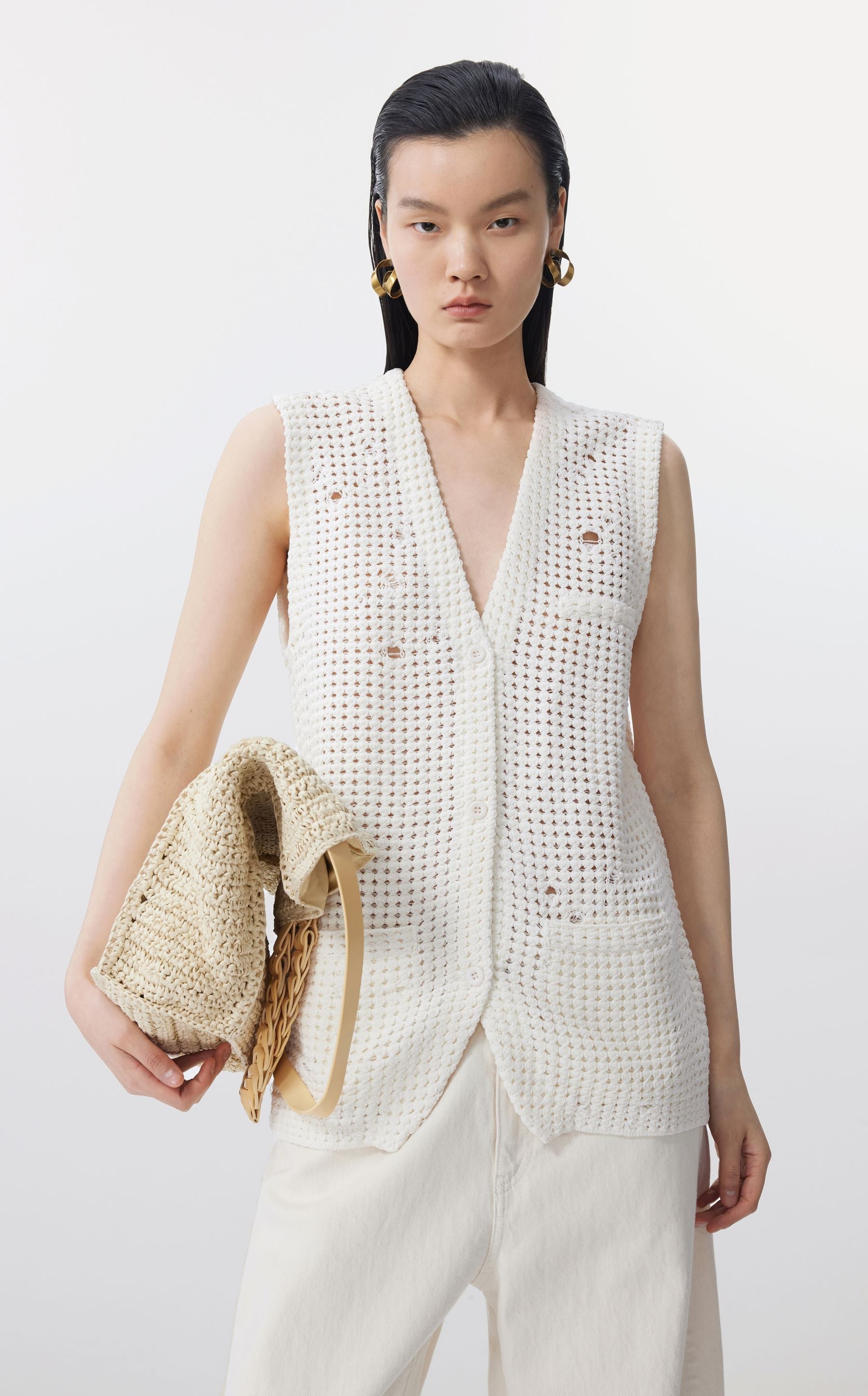 JNBY Elegante gehaakte vest WIT