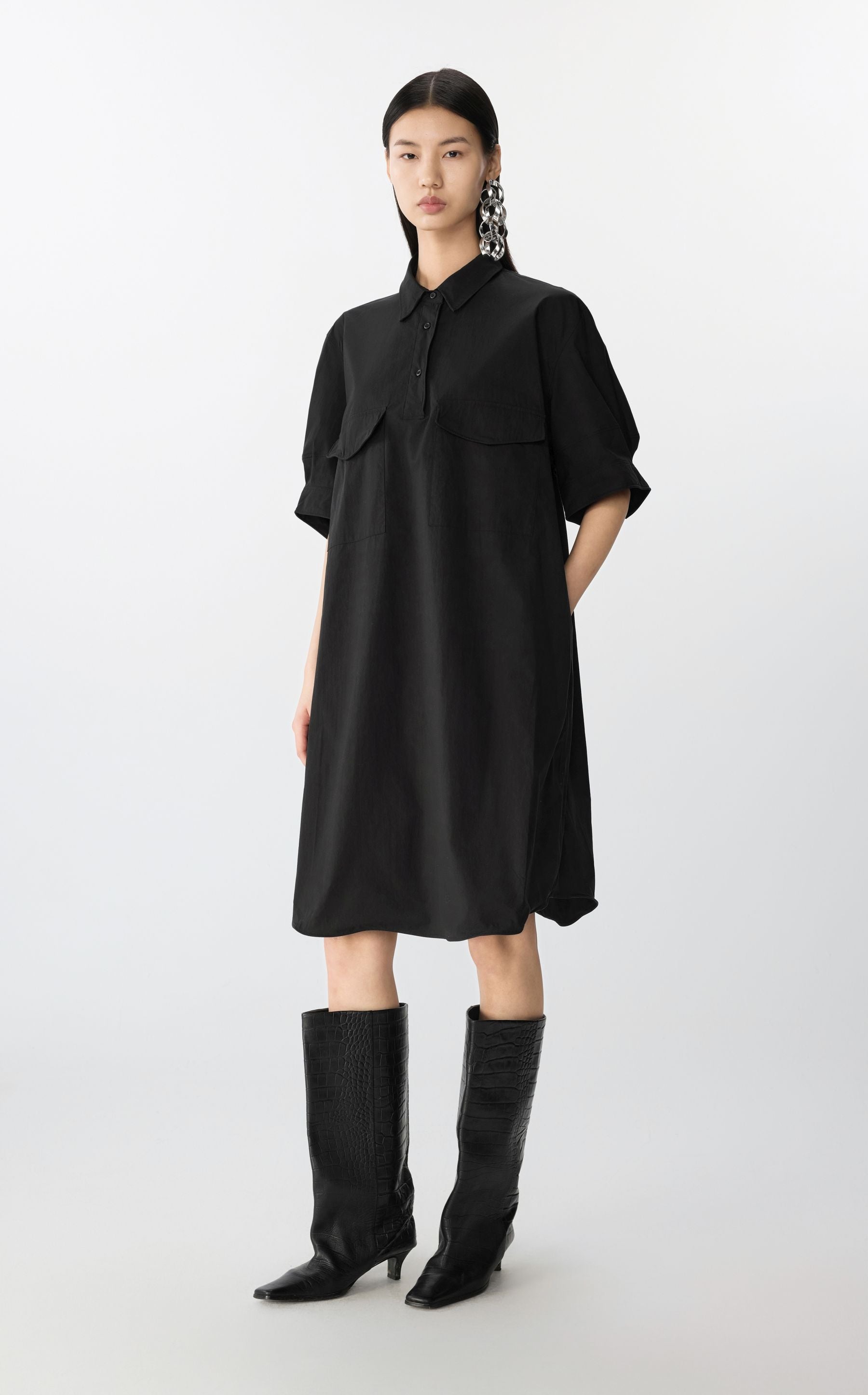 JNBY moderne jurk met een ballonachtige zoom BLACK