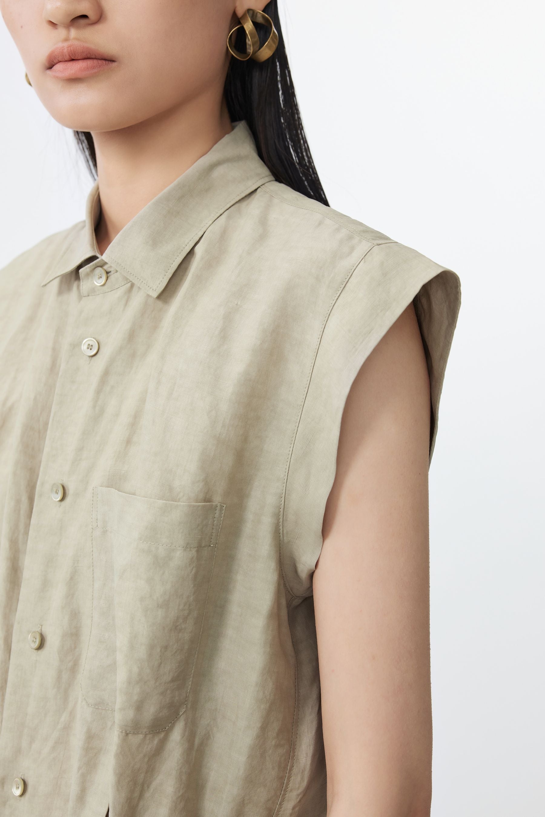 JNBY moderne jumpsuit met steekzakken KHAKI