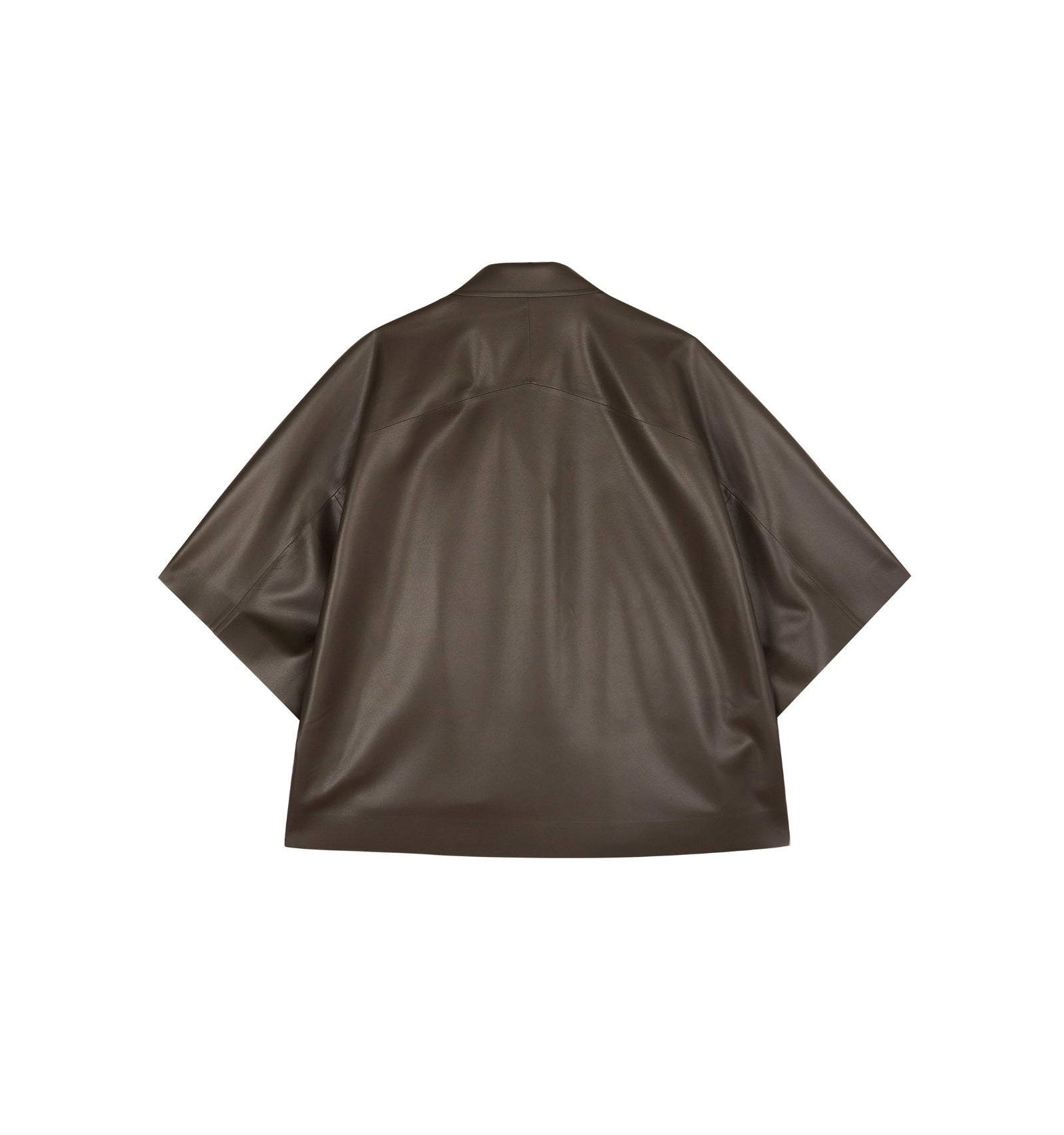 Damen Oversize Kunstleder Overshirt mit Reversekragen und Knöpfen LESS