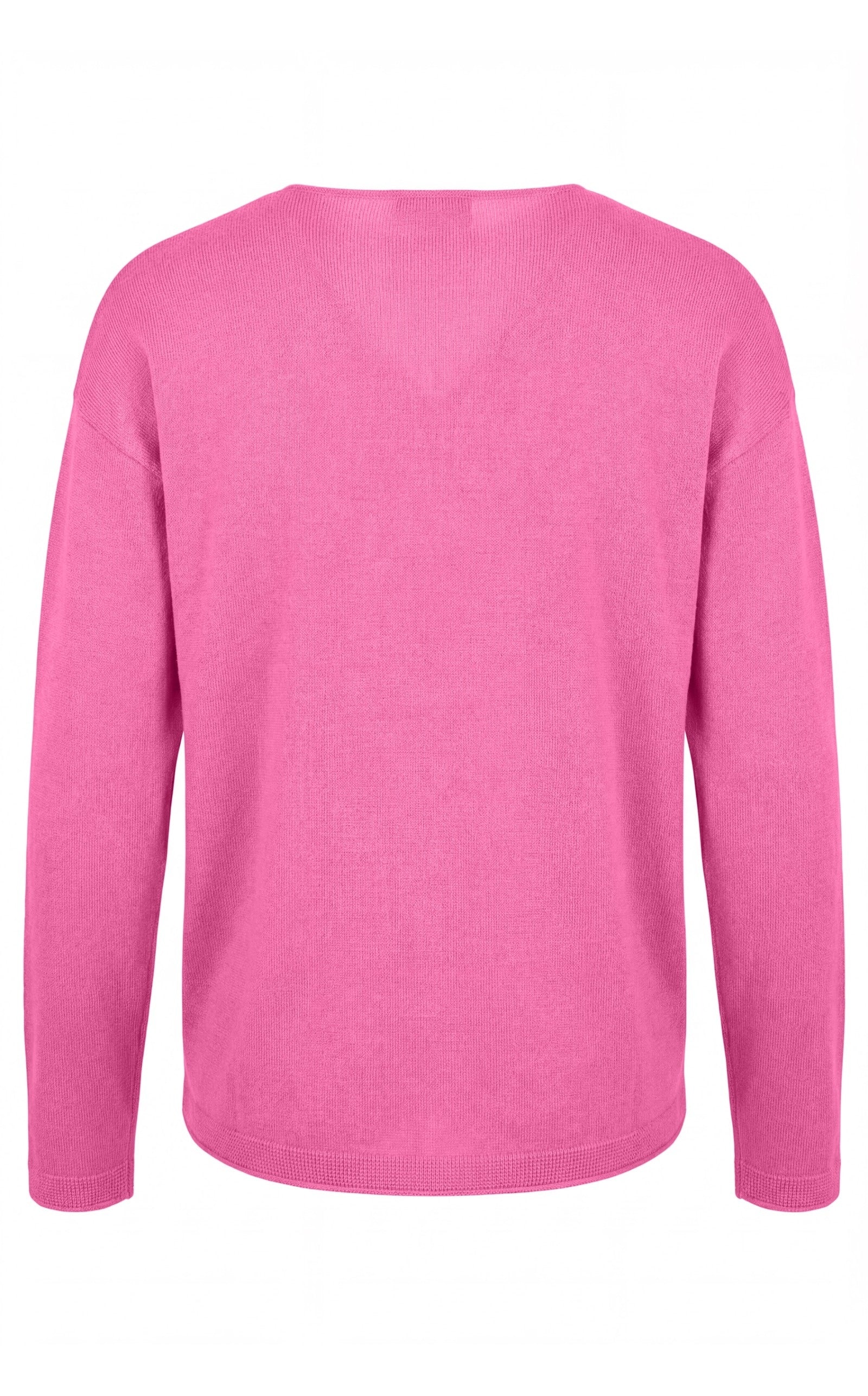 Lockerer Feinstrick V-Neck Pullover aus Viskose mit Tasche, Sommer