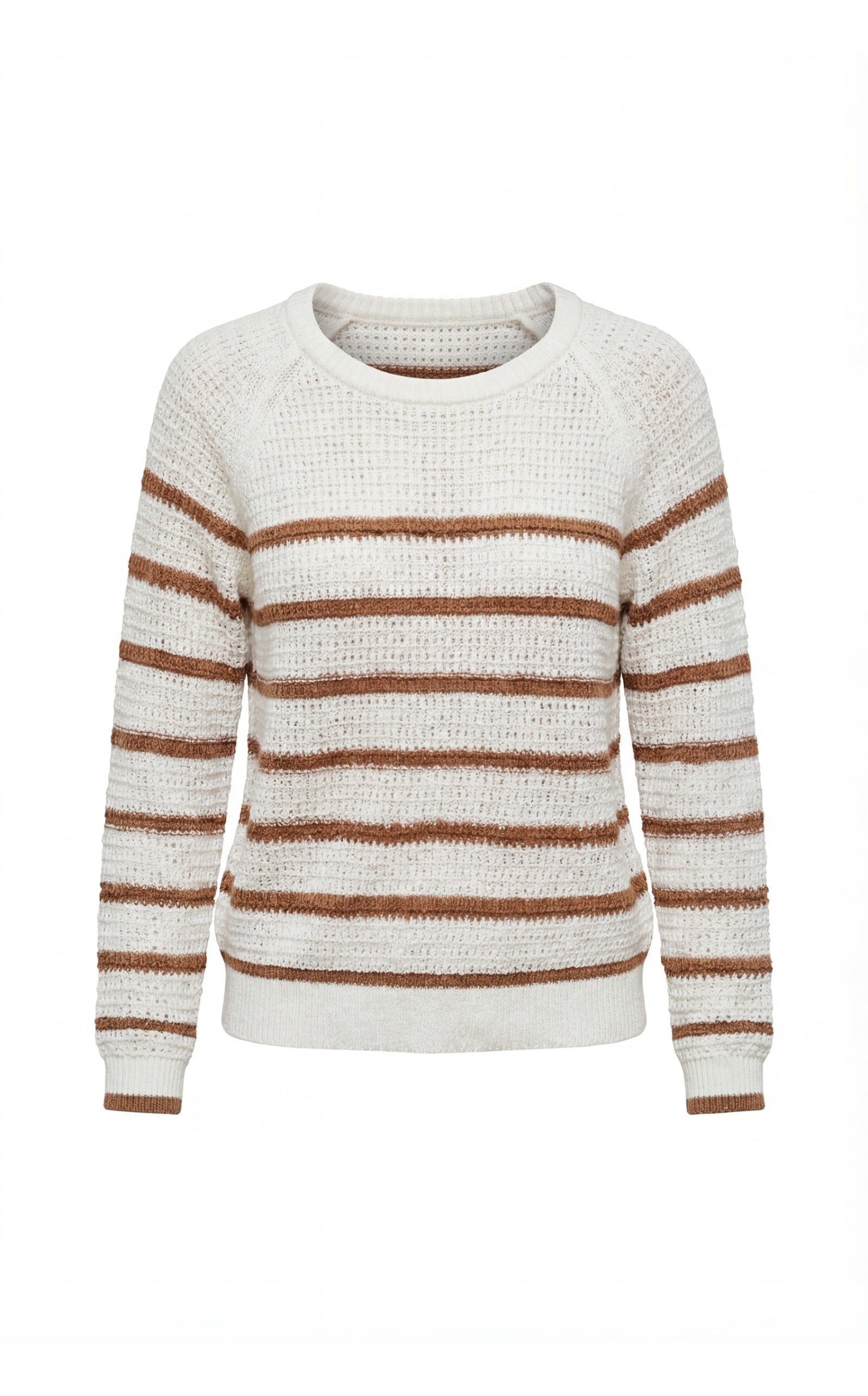 Sommerlicher Papiergarn Blockstreifenpullover im Mocha Mousse Braun